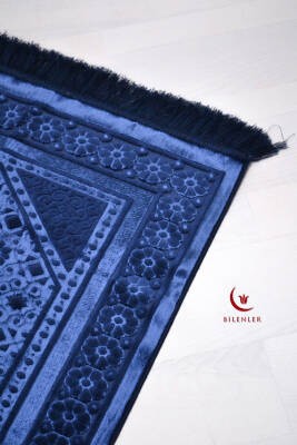Hediyelik-Çeyizlik Lüks Kadife Seccade Lacivert