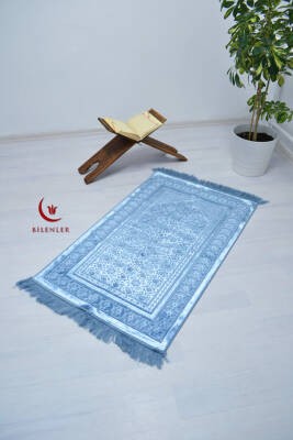 Hediyelik-Çeyizlik Lüks Kadife Seccade Açık Mavi