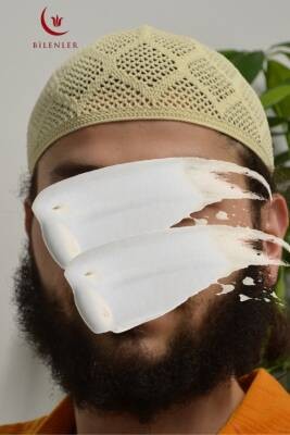 Erkek Örme Takke Bej | Hac ve Umre İçin İdeal Nefes Alabilir Standart Beden Takke