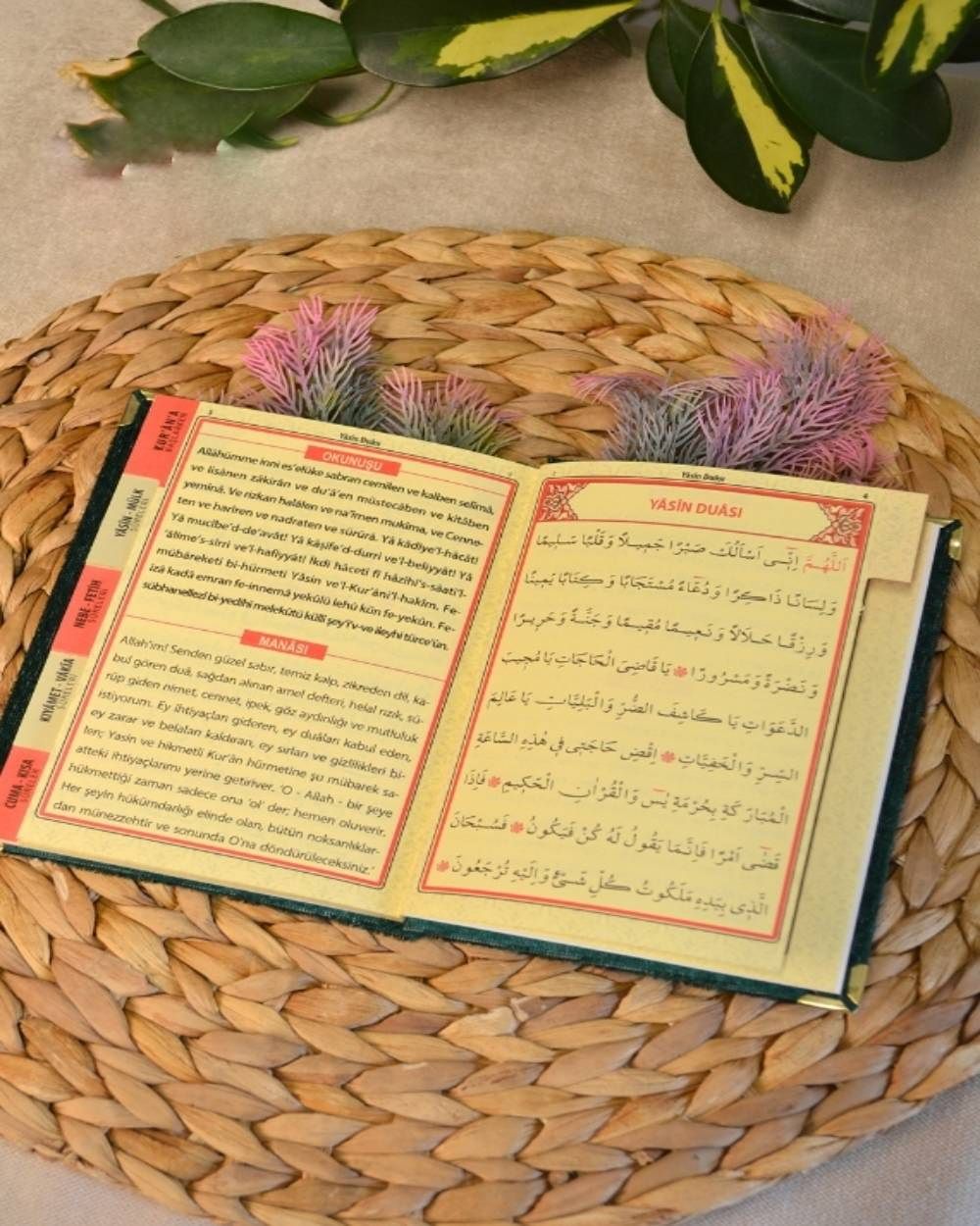Kutulu Kadife Yasin ve İnci Tesbih Seti Yeşil 10 Adet