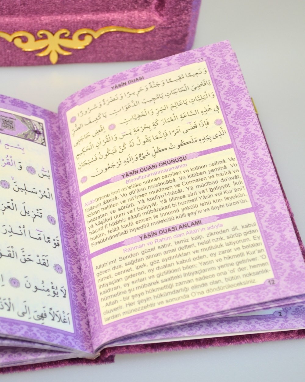Pleksi Süslemeli Yasinli Kuran-ı Kerim Seti Mor
