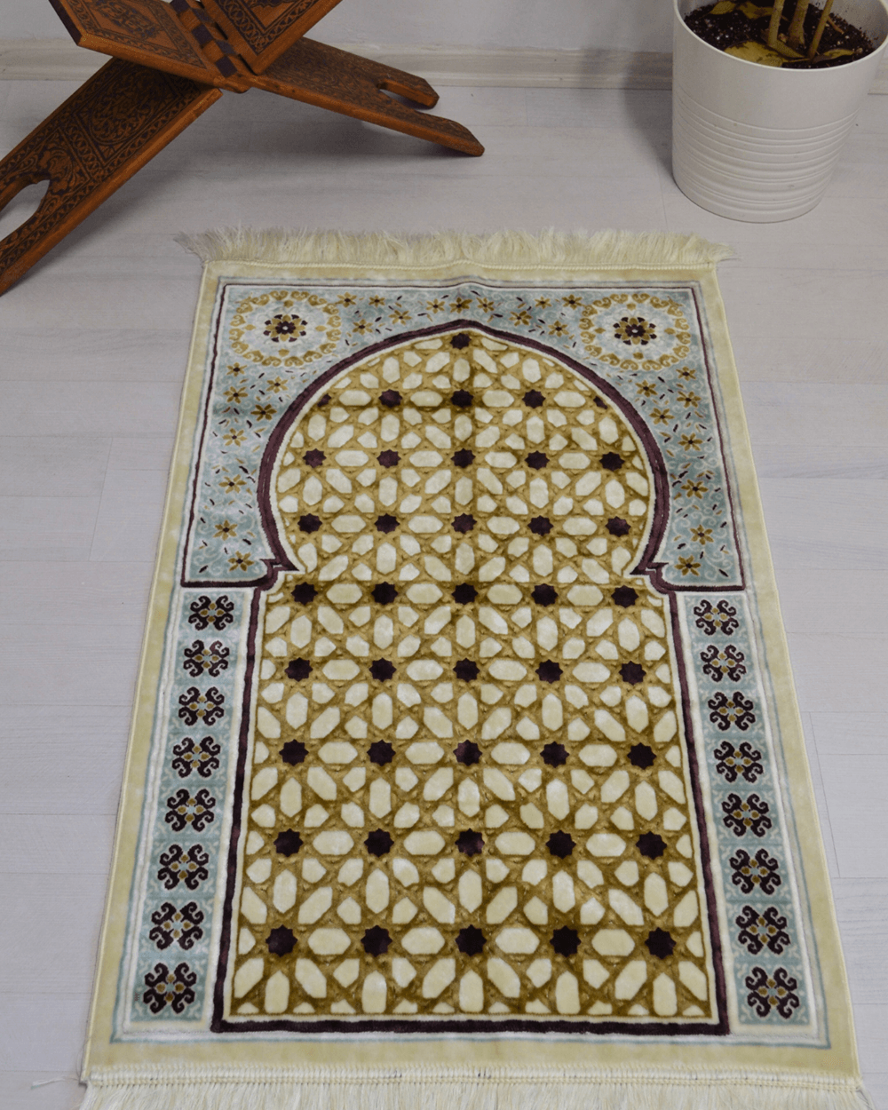 Lüks Kadife Seccade - 70x110 cm - Kalın Yumuşak Doku- Su Yeşili