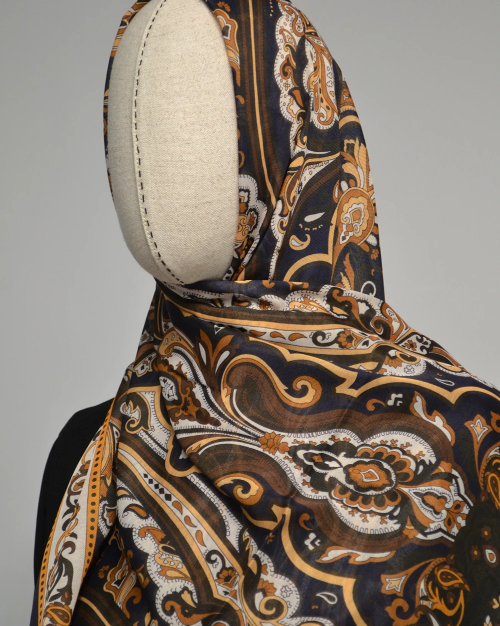 Etnik Desenli Pamuklu Şal Lacivert