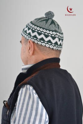 Kırçıllı Triko Örme Hacı Takkesi Yeşil