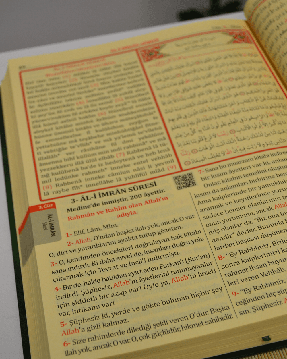 Bilgisayar Hatlı; Renkli; 3’lü Kur'an-ı Kerim Cami Boy