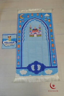 Oğlumun Seccadesi – Çantalı Erkek Çocuk Seccadesi (Mavi)