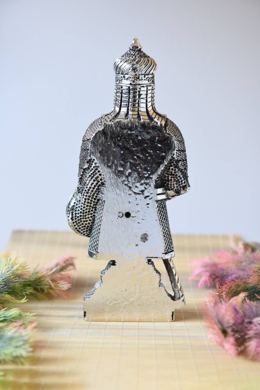 Fetih Zırh Ayetel Kürsi Biblo Büyük Boy 15×33 cm– Gümüş Renk Metal Dekoratif Aksesuar