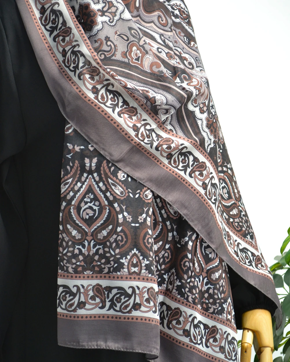 Etnik Desenli Pamuklu Şal Vizon