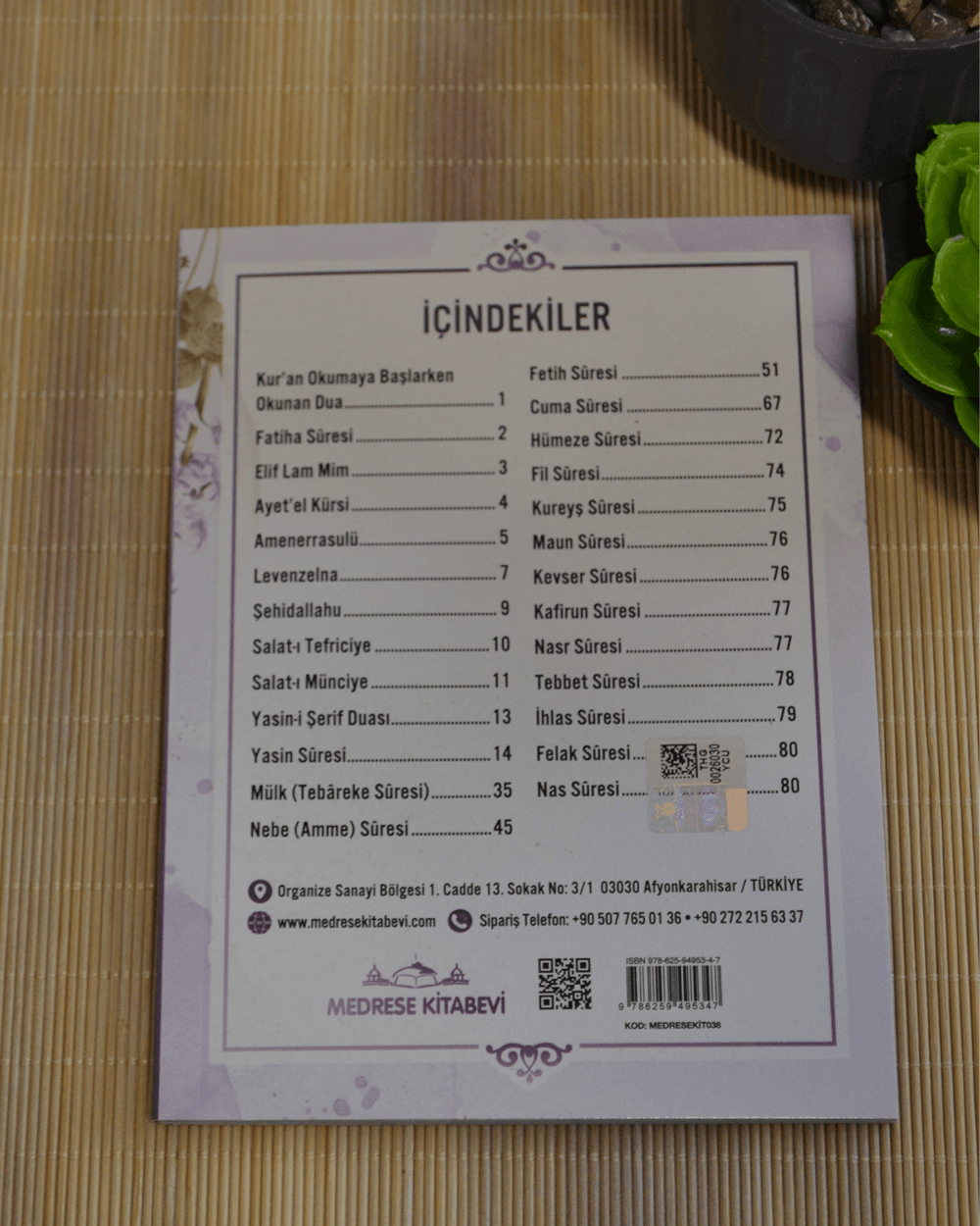 Mevlit Hediyeliği 41 Yasin Bilgisayar Hatlı Türkçe Okunuş Mealli ve Sesli 5 Adet Mor