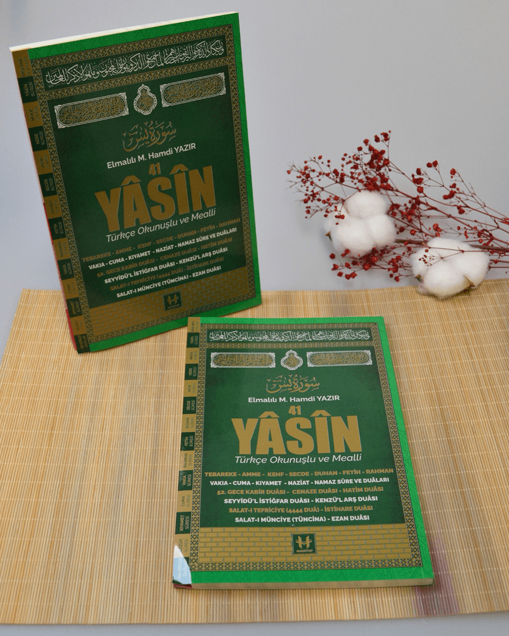 Türkçe Okunuşlu ve Mealli Fihristli 41 Yasin Dua Kitabı Orta Boy Yeşil