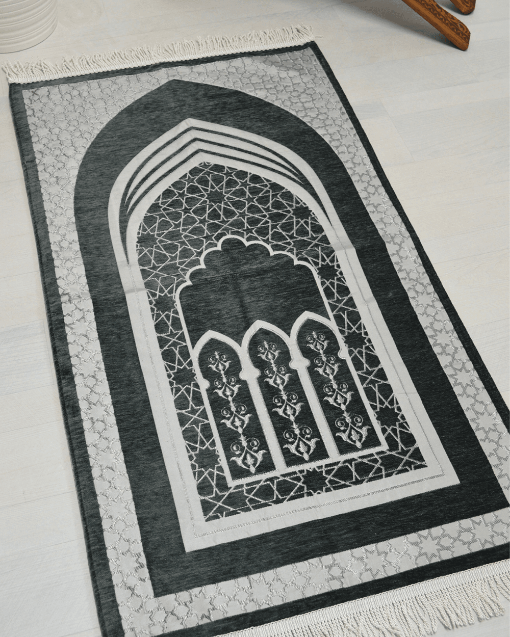 Mihrap Desenli Astarlı Seccade Antrasit