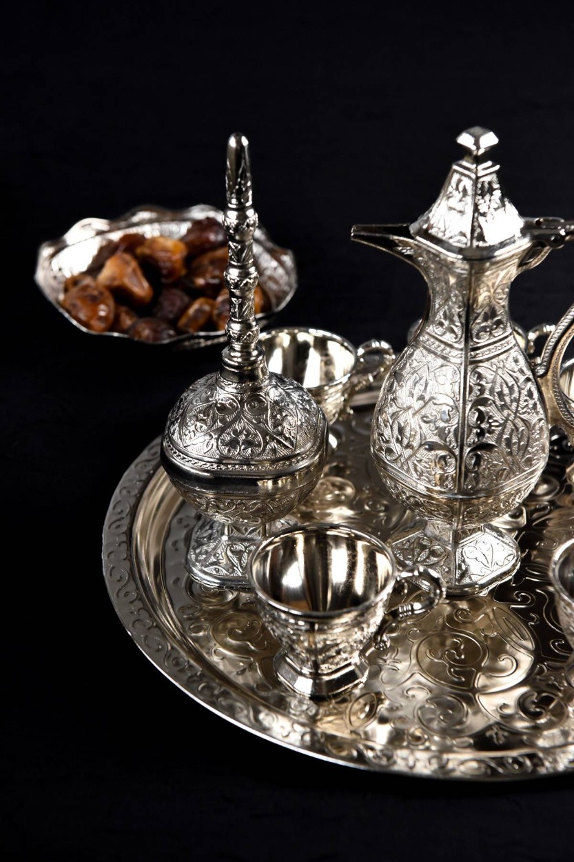 Hediyelik/ Sunumluk Osmanlı Motifli Gümüş Zemzem Takımı – 10 Parça Şık İkram Seti