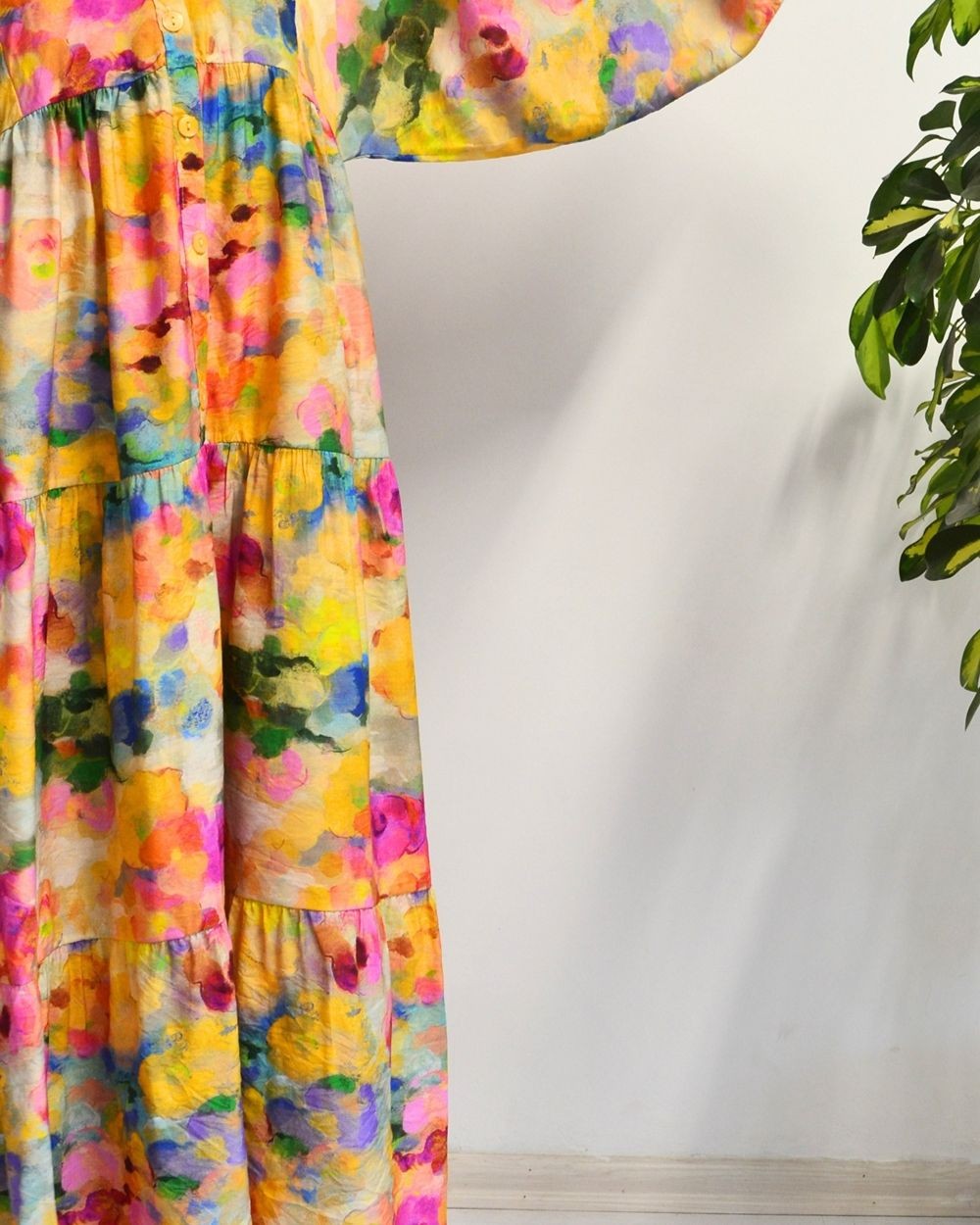 Kadın Modal Tesettür Elbise – Paisley Desenli – Rahat Kalıp – 135 cm Boy – 1-2 Beden