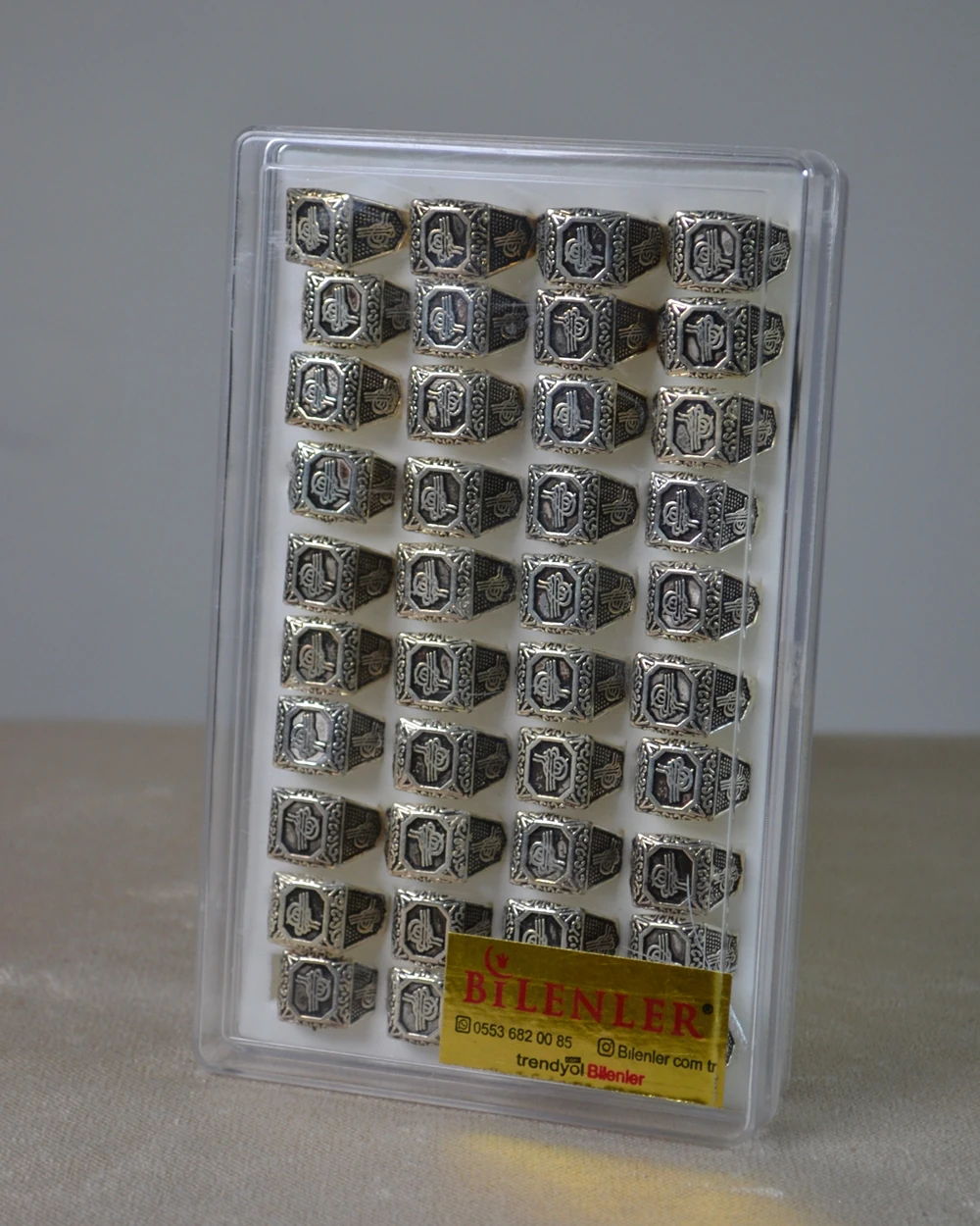 Erkek Tuğra Motifli Metal Yüzük Uzun Ömürlü; Şık Tasarım (40’lı kutu)