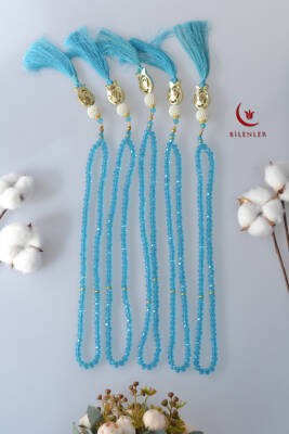Laleli 99’lu Kristal Tesbih Açık Mavi