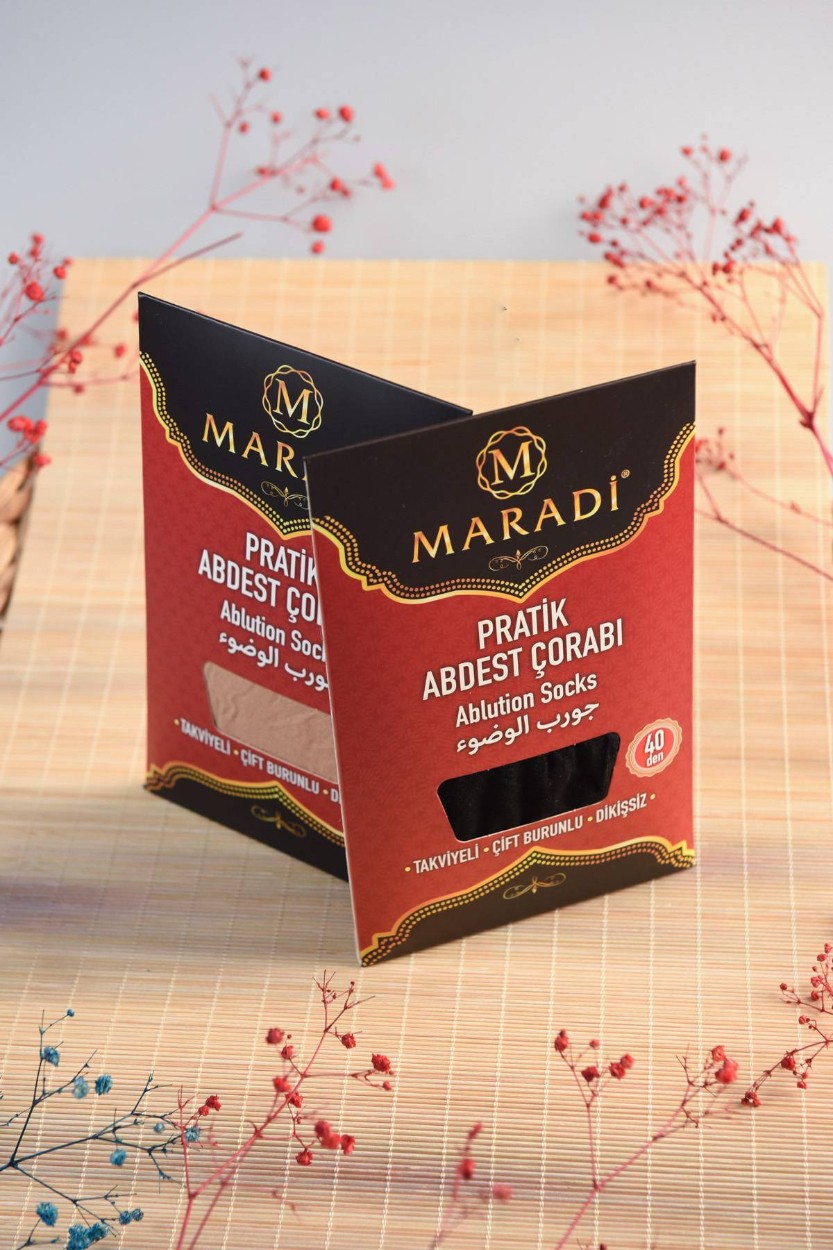 Pratik Abdest Çorabı İkili Takım Siyah ve Ten Renk