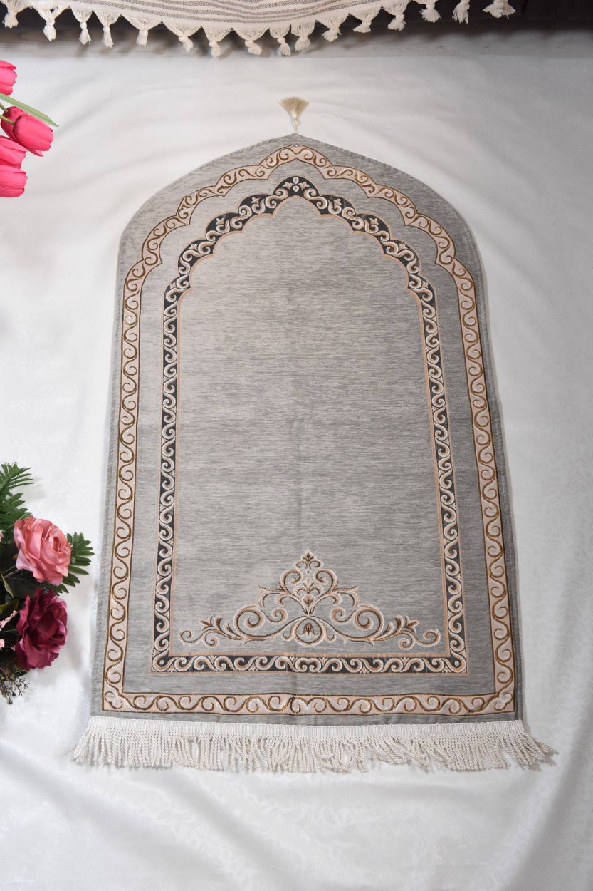 Oval Astarlı Seccade Gri