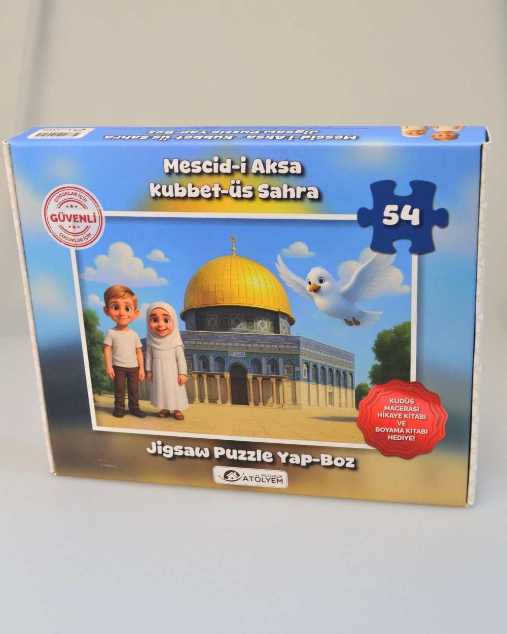 Mescid-i Aksa 54 Parça Çocuk Puzzle – Hikâye Kitabı ve Boyama Kitabı Hediyeli, Özel Kutulu