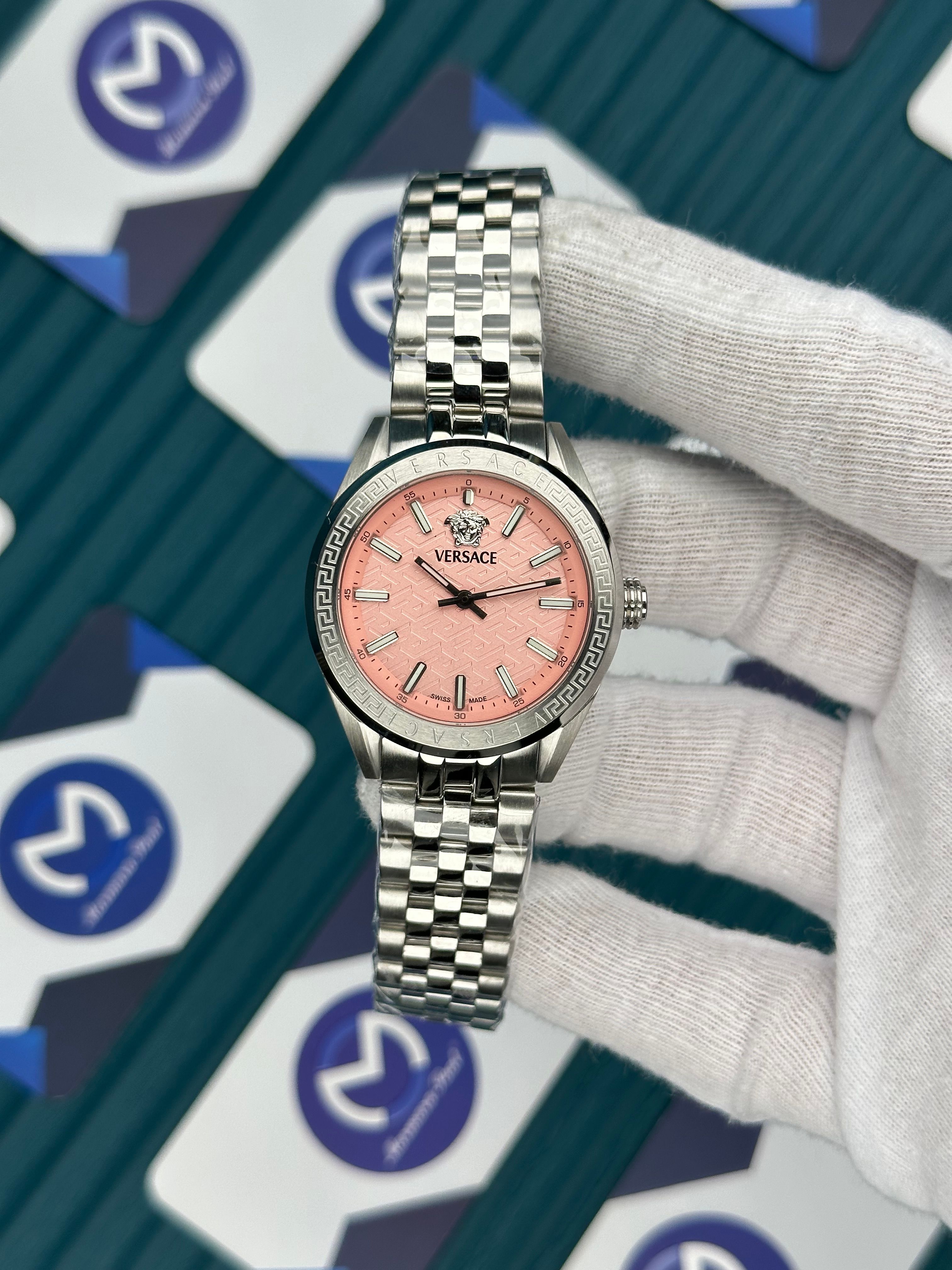 VERSACE 36 PINK DIAL SILVER JUBILE