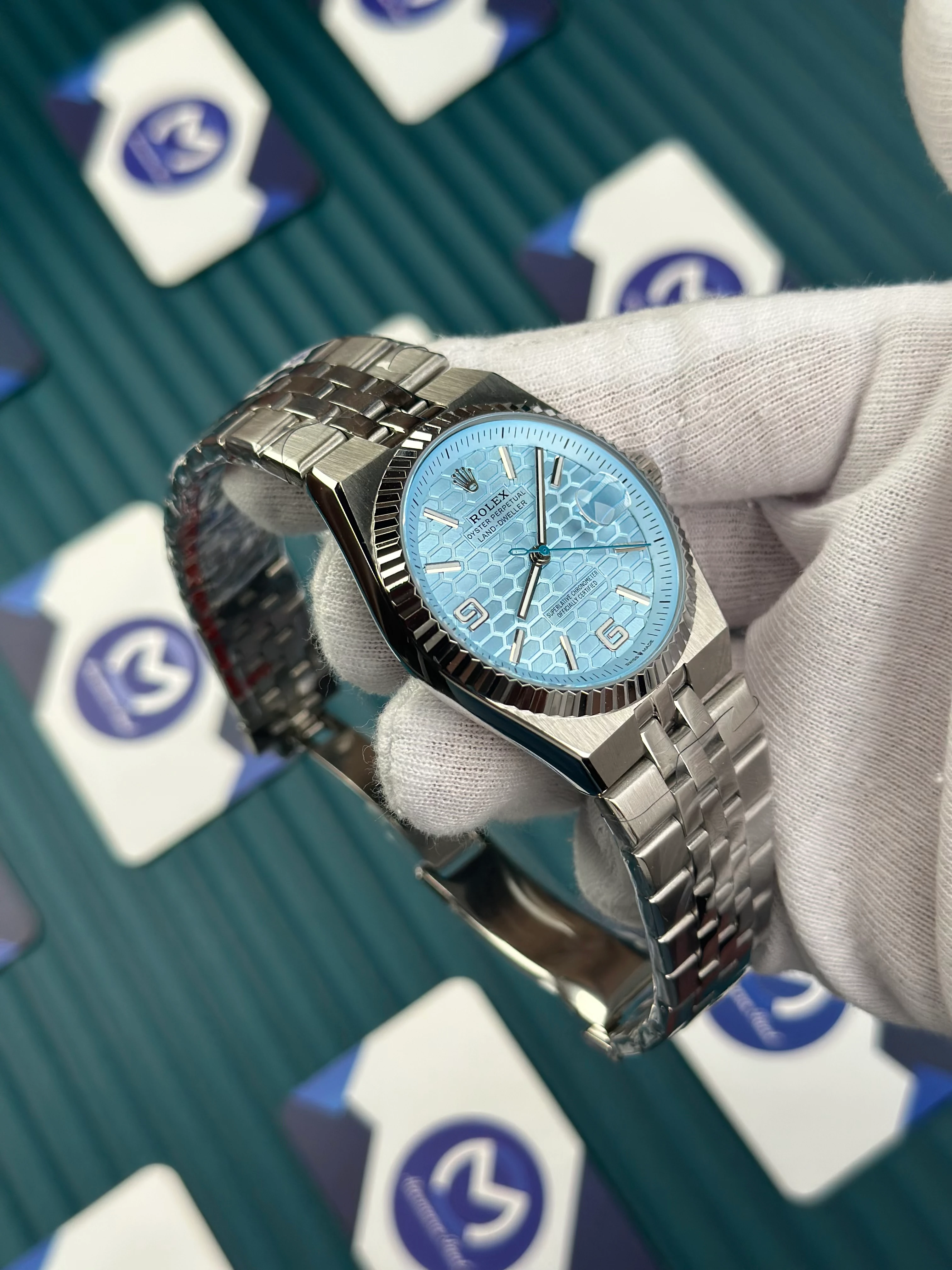 ROLEX LAND DWELLER TIFFANY DIAL SILVER OYSTERSTEEL 