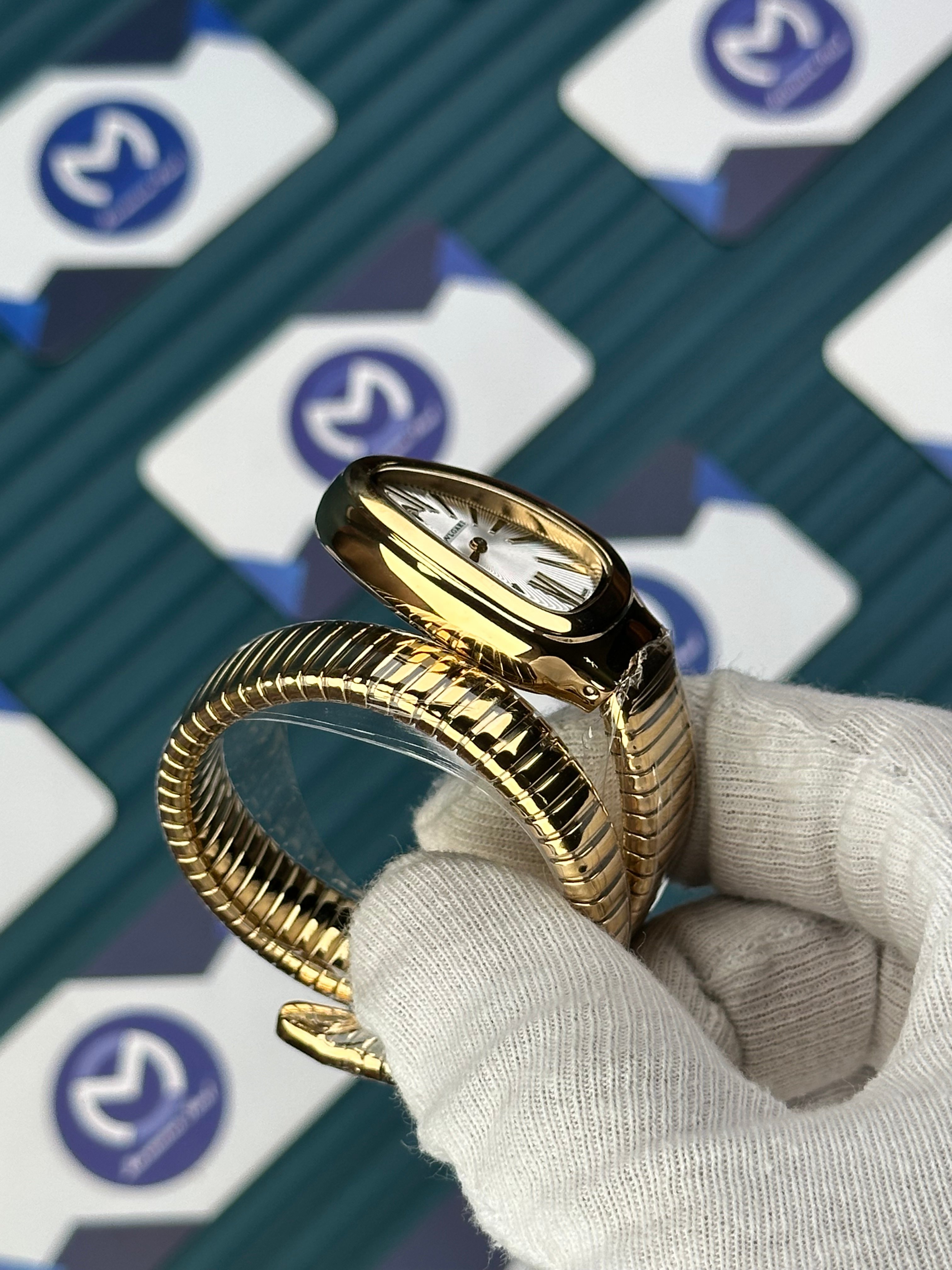 BVLGARI SERPENTI WHITE DIAL GOLD SHORT TUBOGAS