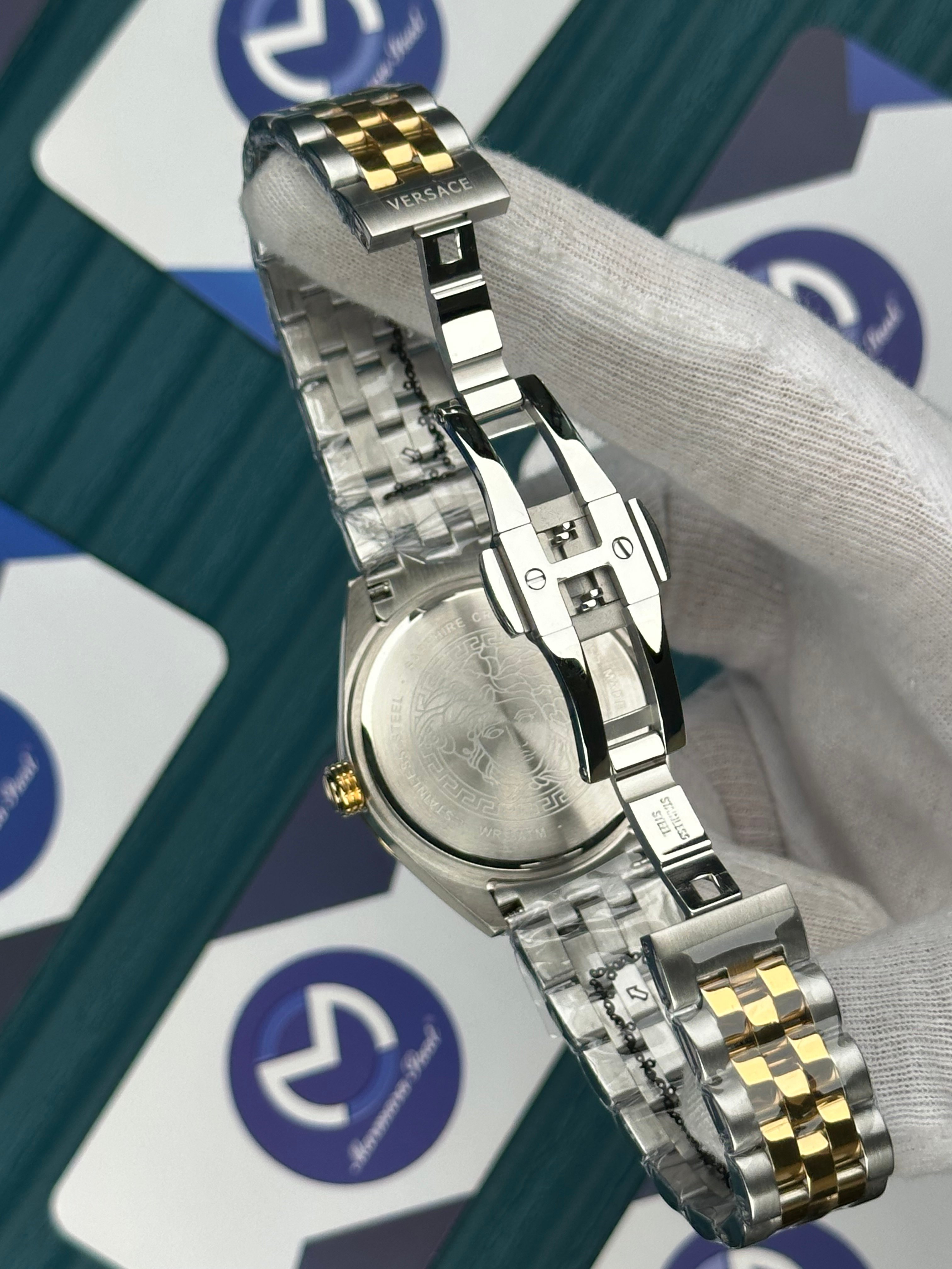 VERSACE 36 BLACK DIAL GOLD-SILVER JUBILE