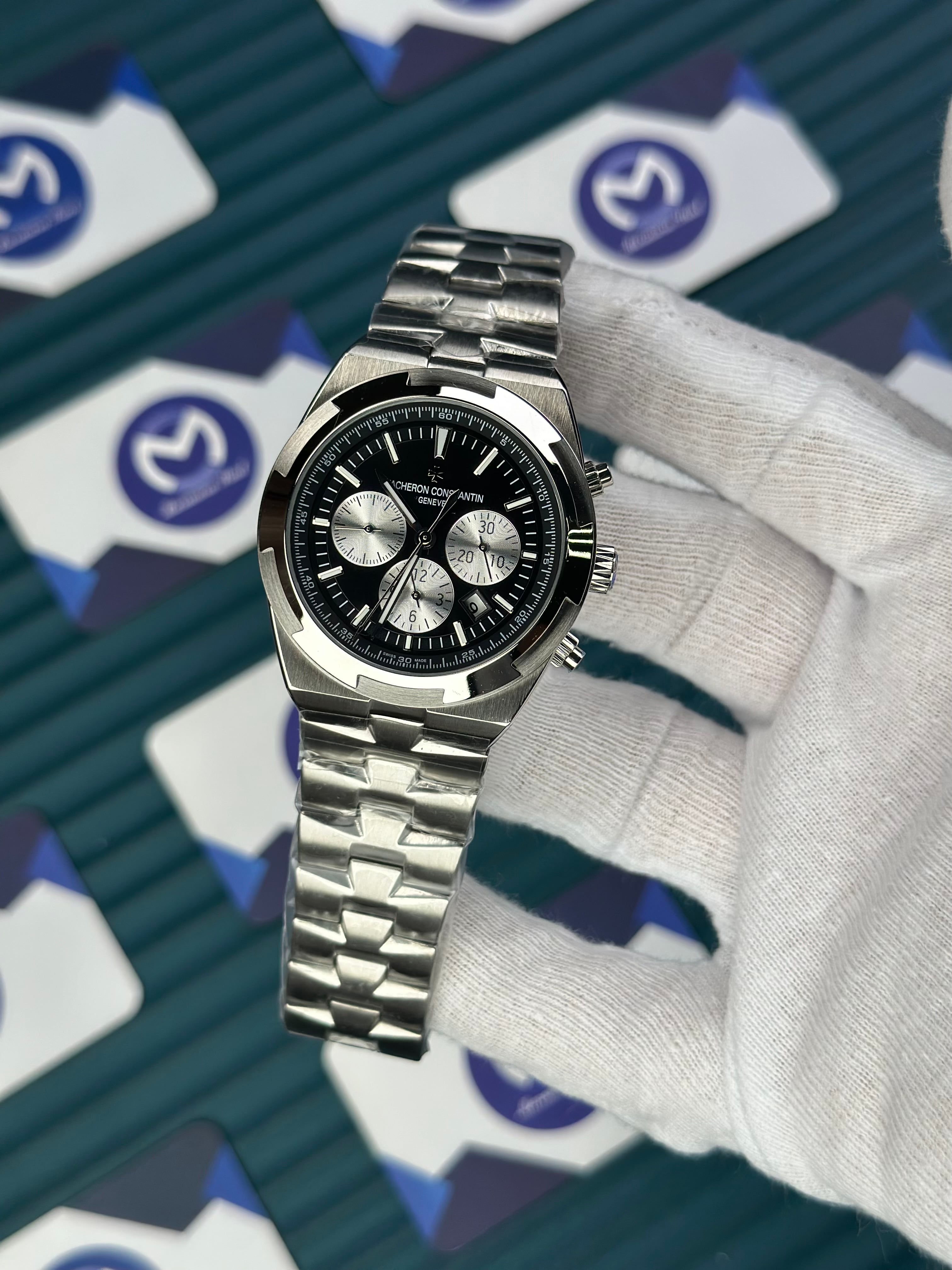 VACHERON CONSTANTIN BLACK CHRONOGRAP WHITE SILVER