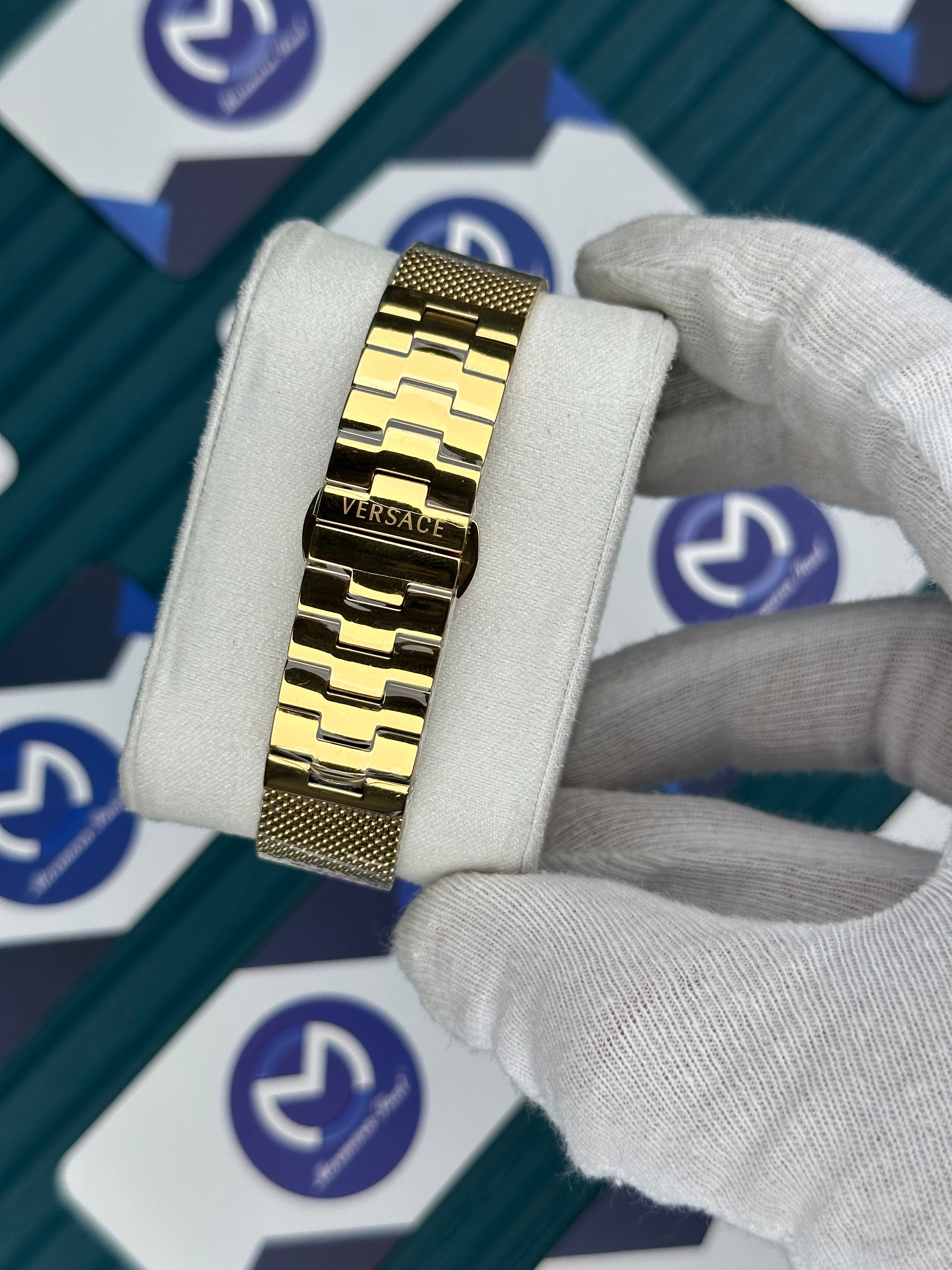VERSACE 36 GREEN 3D DIAL GOLD BRACELET