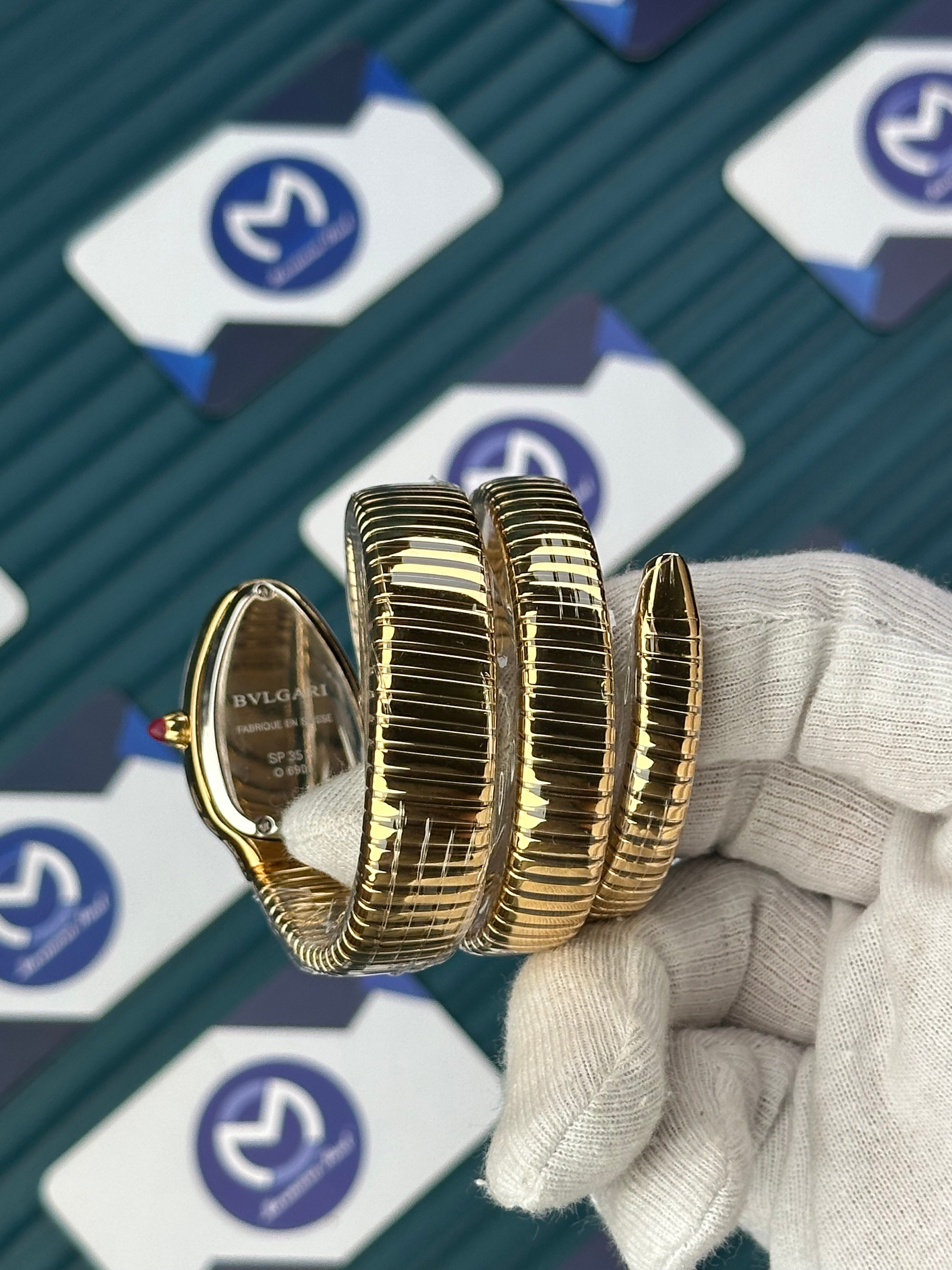 BVLGARI SERPENTI BLUE DIAL GOLD LONG TUBOGAS