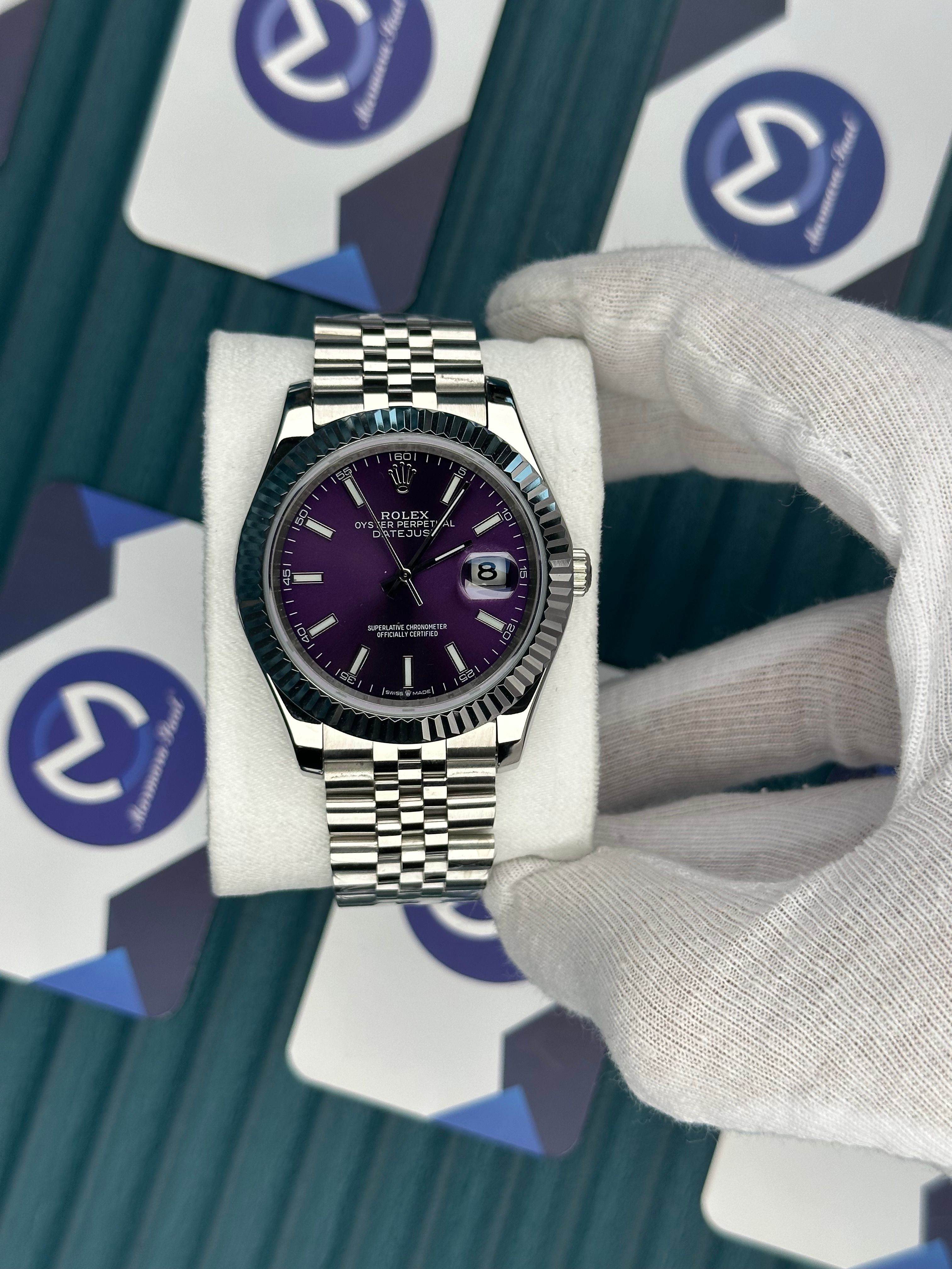 ROLEX DATEJUST PURPLE DIAL SILVER JUBILE