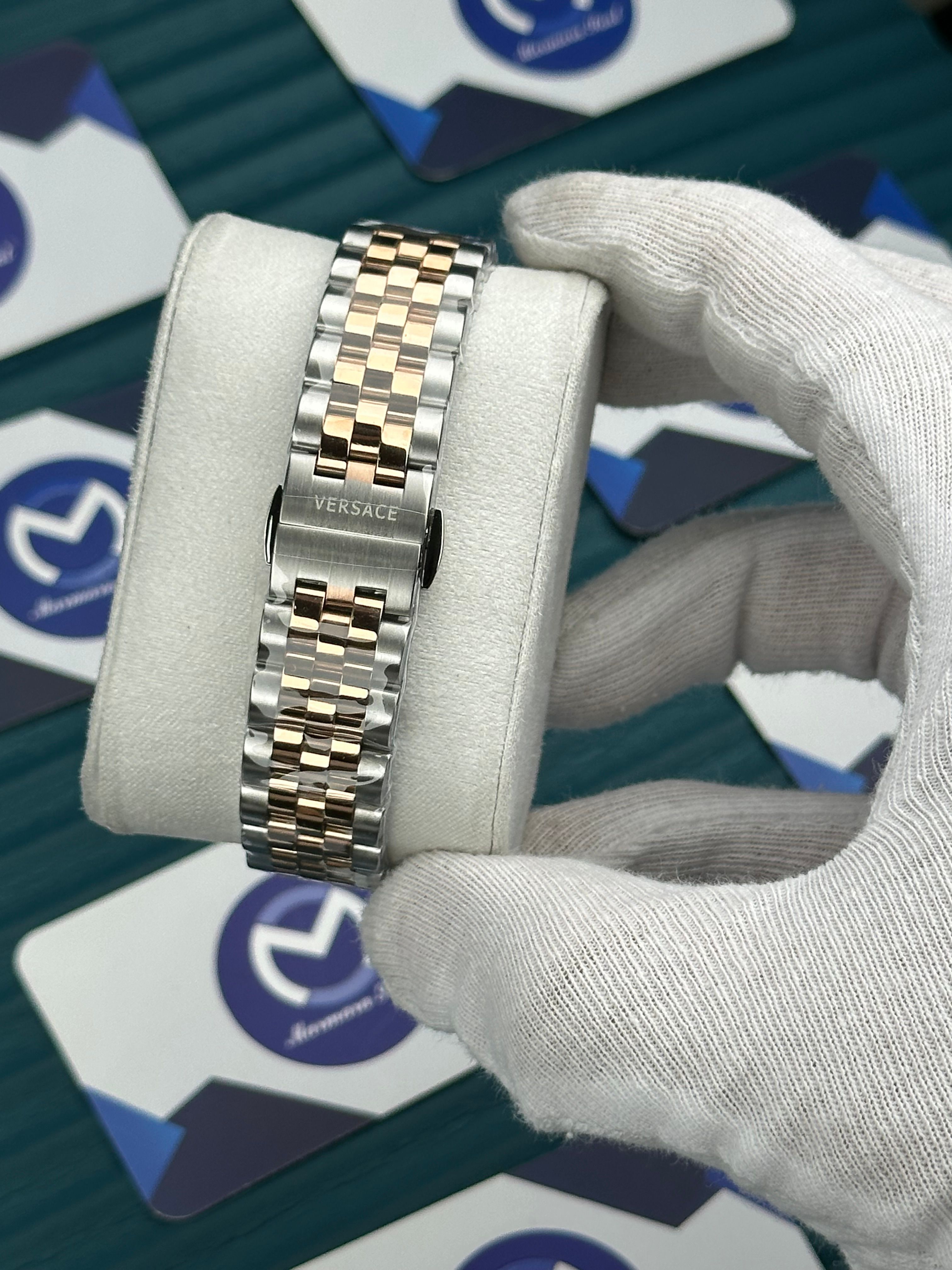 VERSACE 36 GREEN DIAL ROSE-SILVER JUBILE