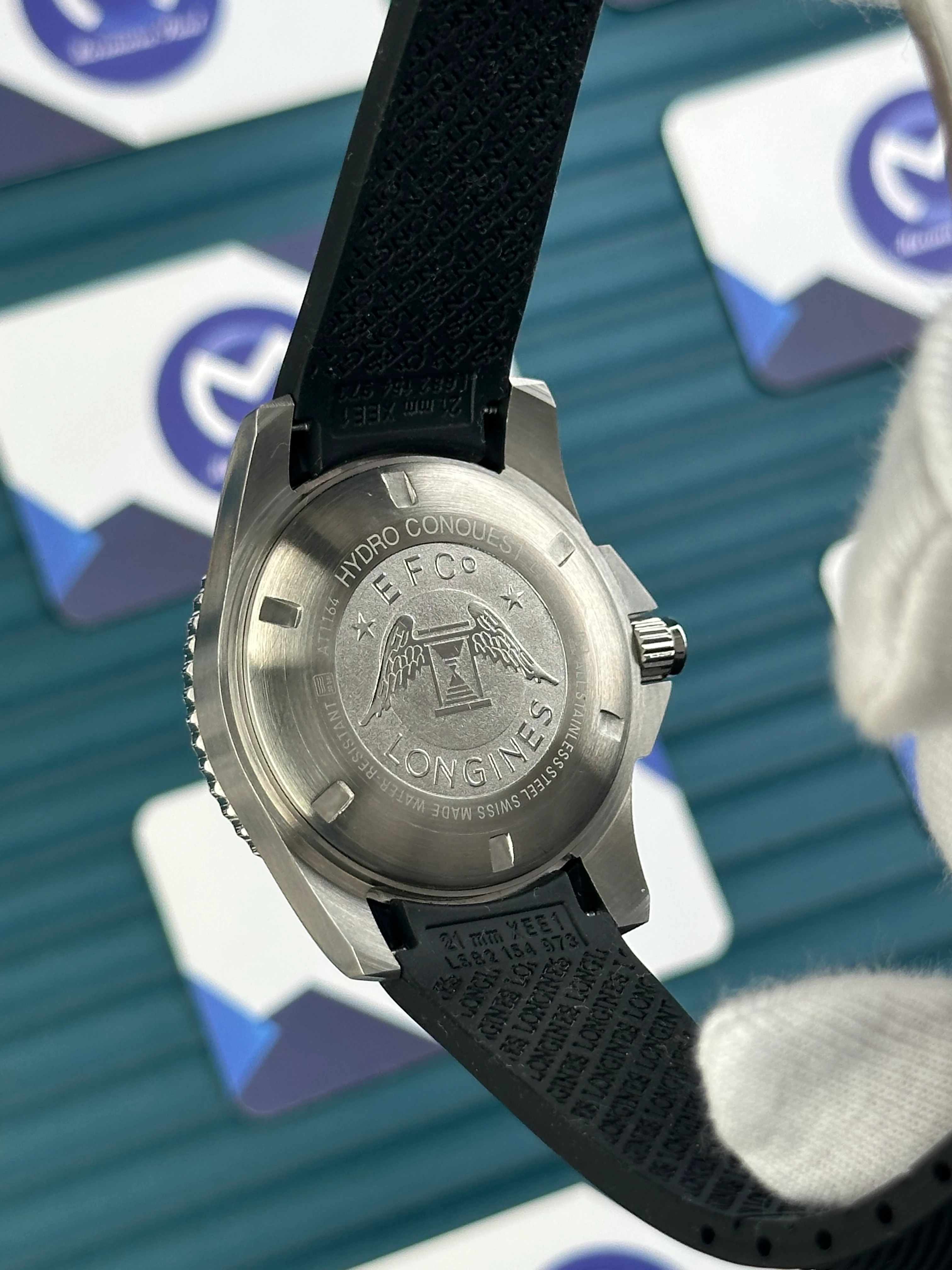 LONGINES HYDROCONQUEST AUTOMATIC BLACK DIAL BLACK RUBBER
