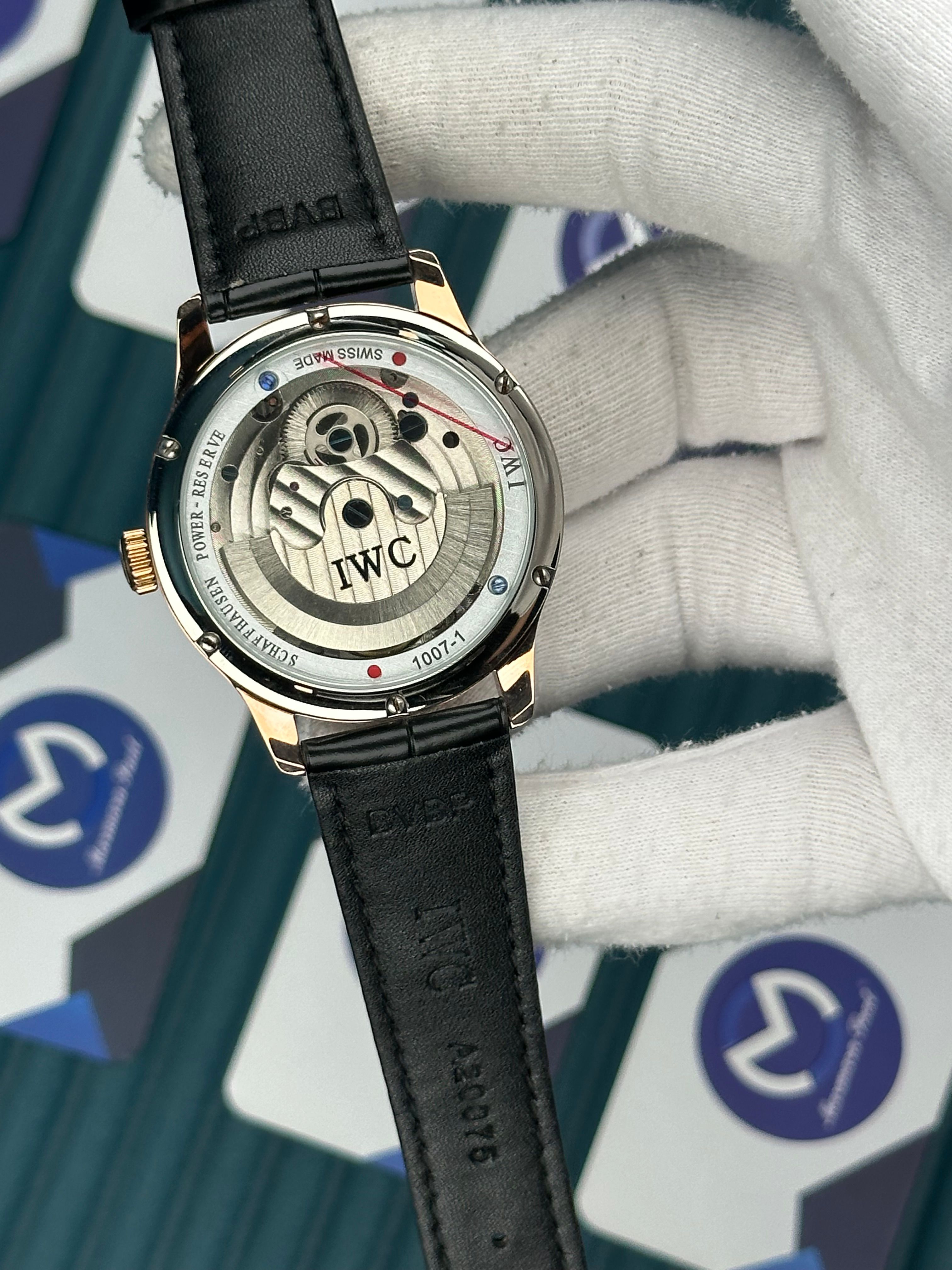 IWC Blue Dial Tourbillon Black Leather Cord