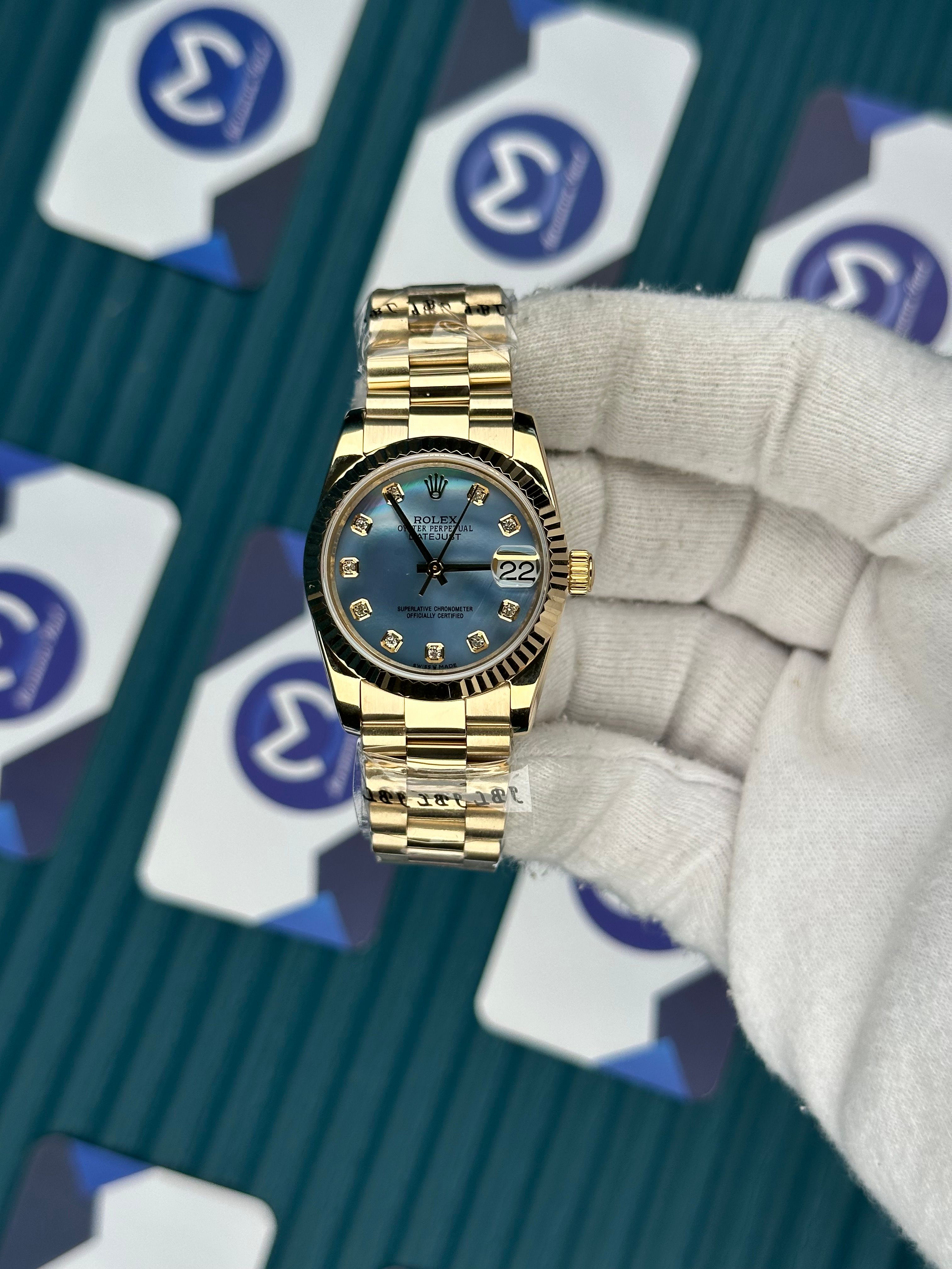 ROLEX 31 SEDEFLİ MAVİ GOLD PRESIDENT