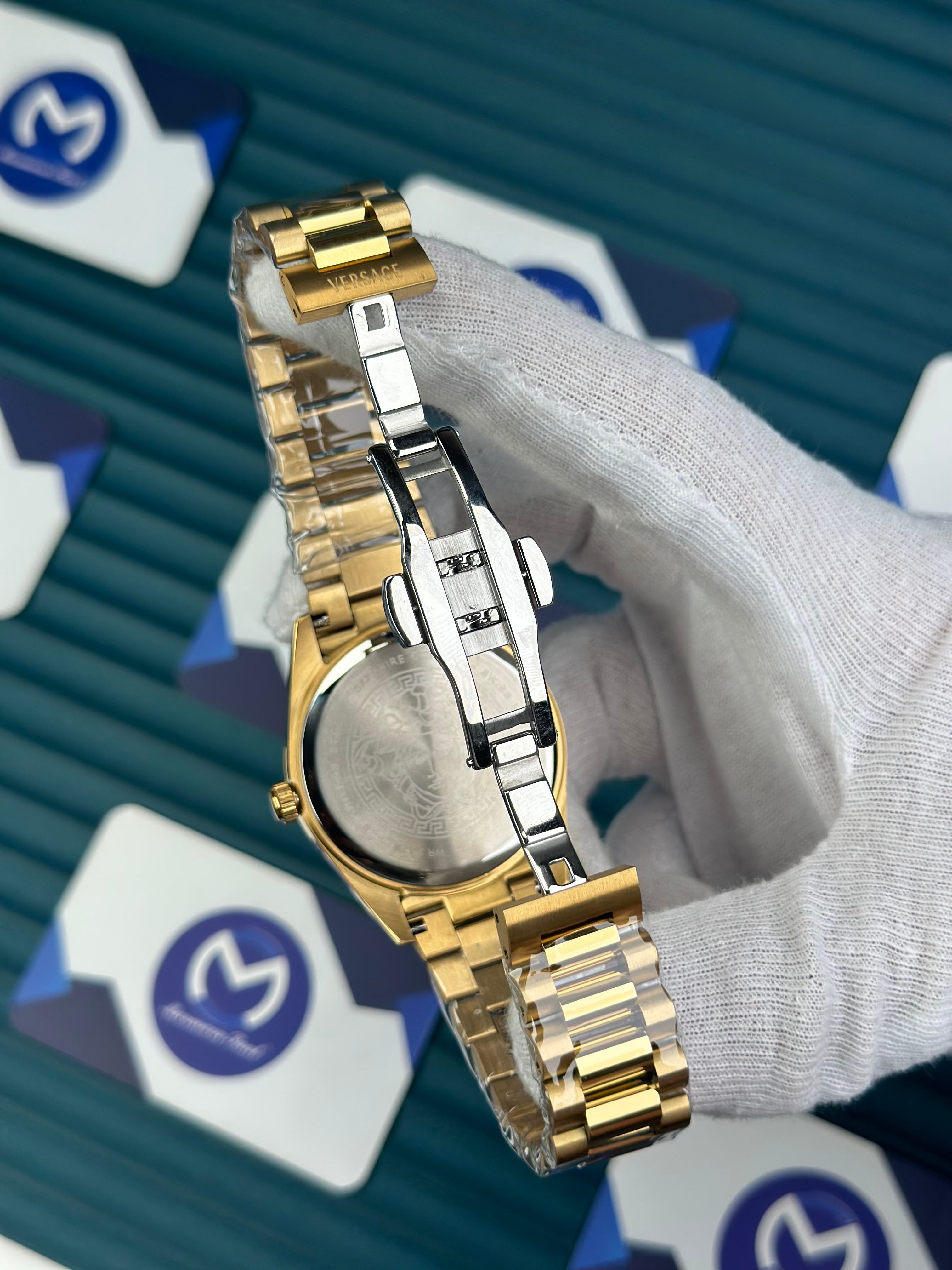 VERSACE NEW NAVY BLUE DIAL GOLD PRESIDENT