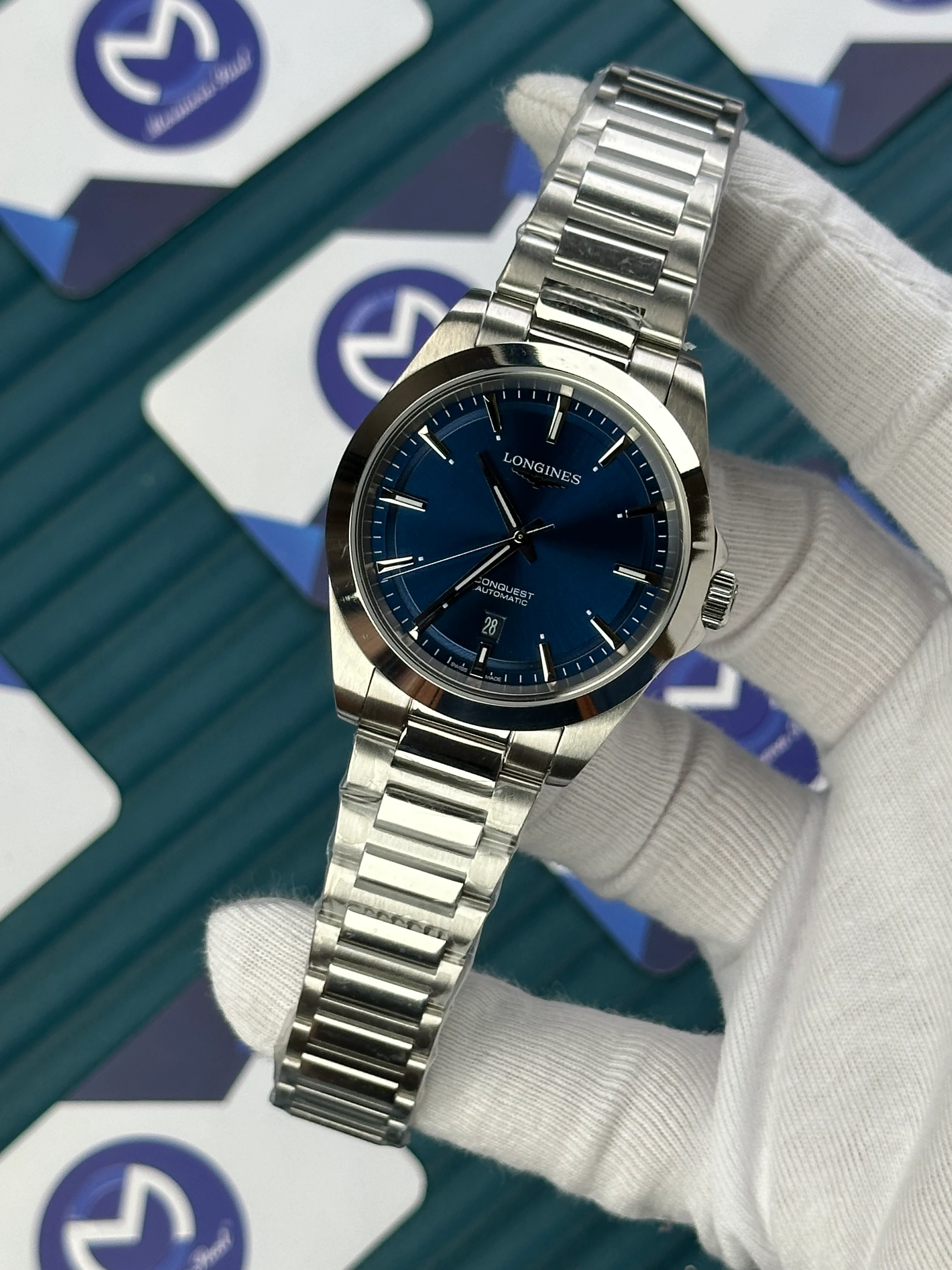 LONGINES CONQUEST AUTOMATIC BLUE DIAL SILVER 