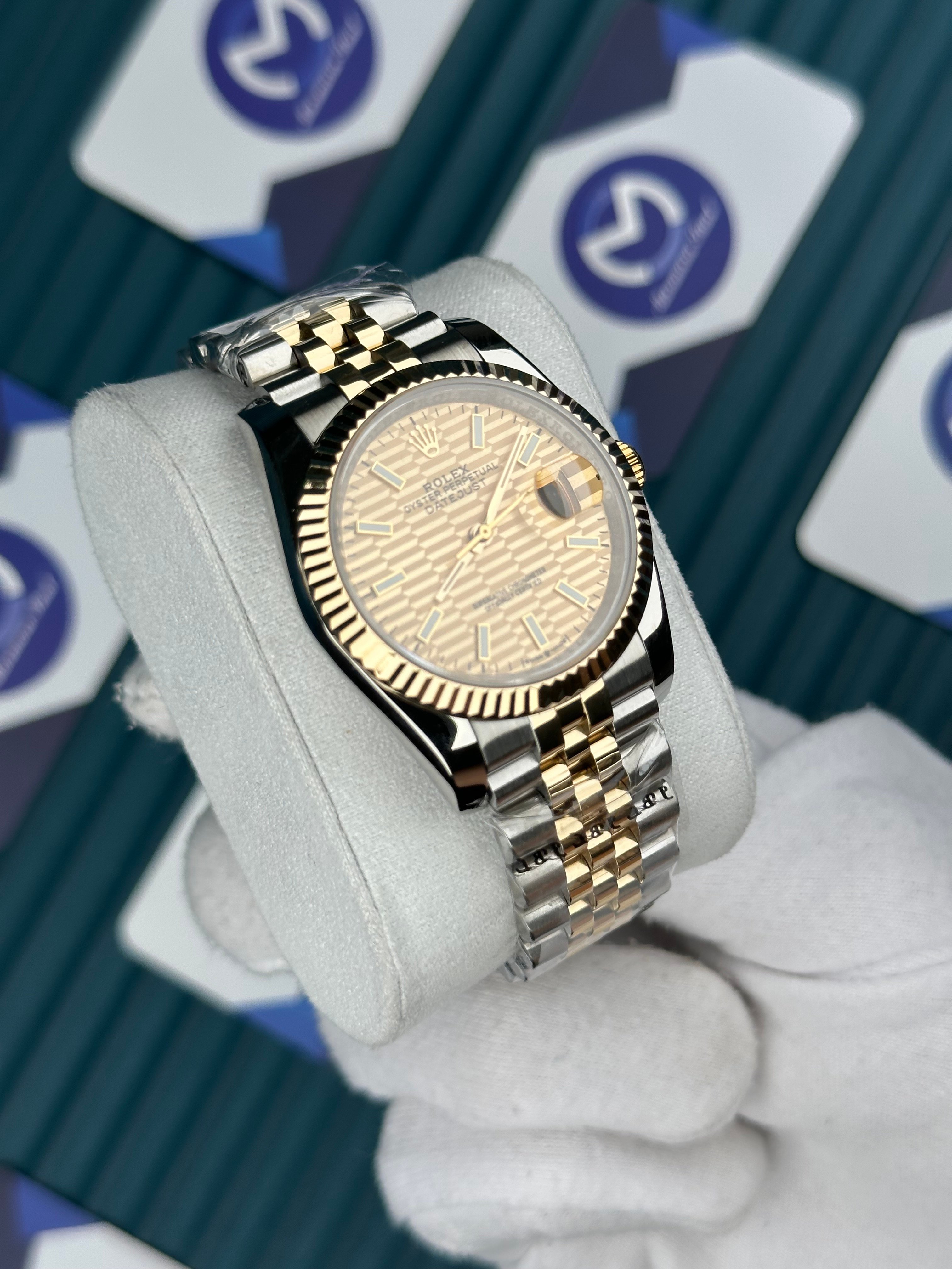 ROLEX 36 MOZAIK GOLD KADRAN DUZ INDEX GOLD-SILVER JUBILEE