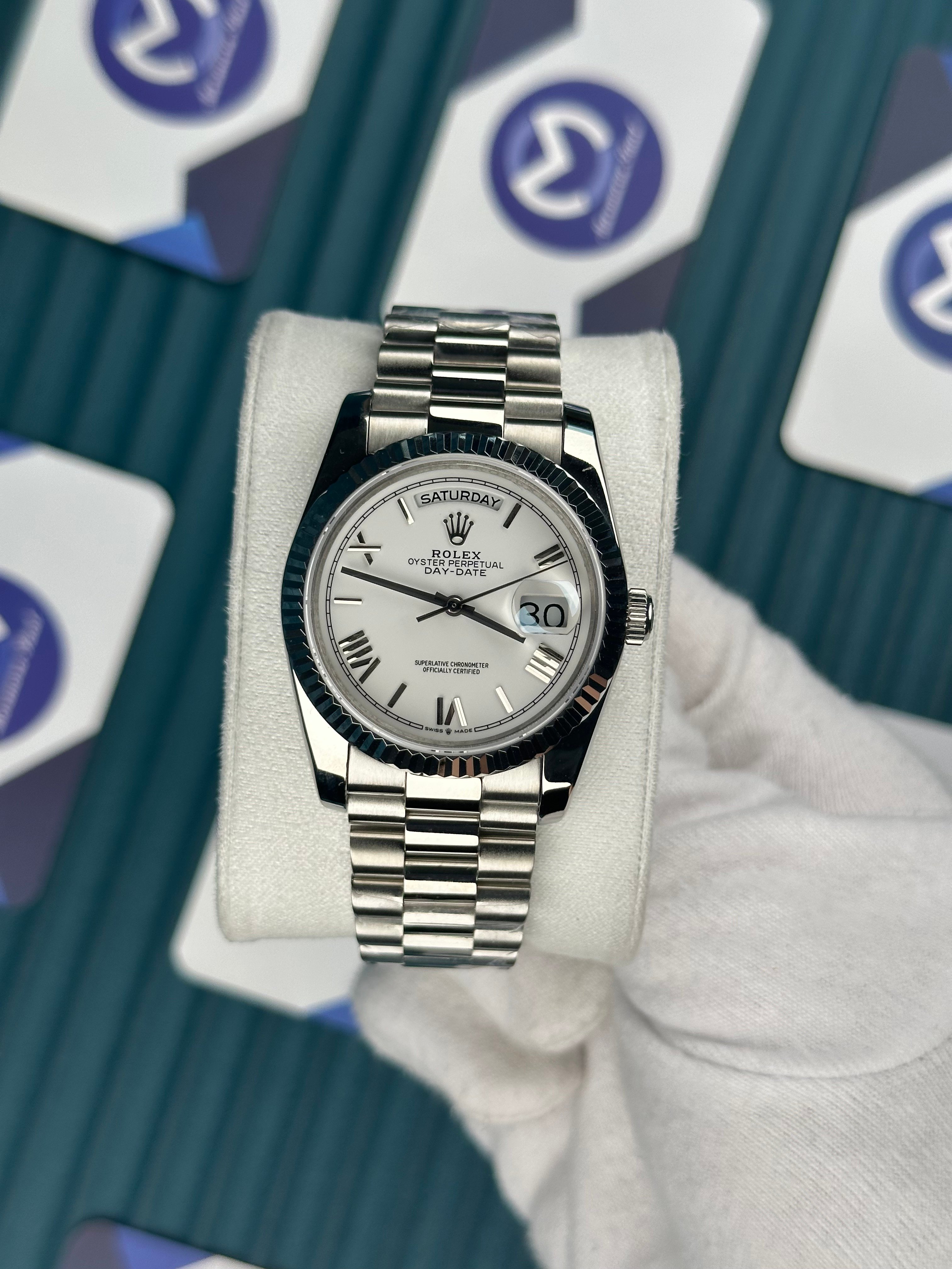 ROLEX 36 DAYDATE WHITE ROMA DIAL SILVER PRESIDENT 