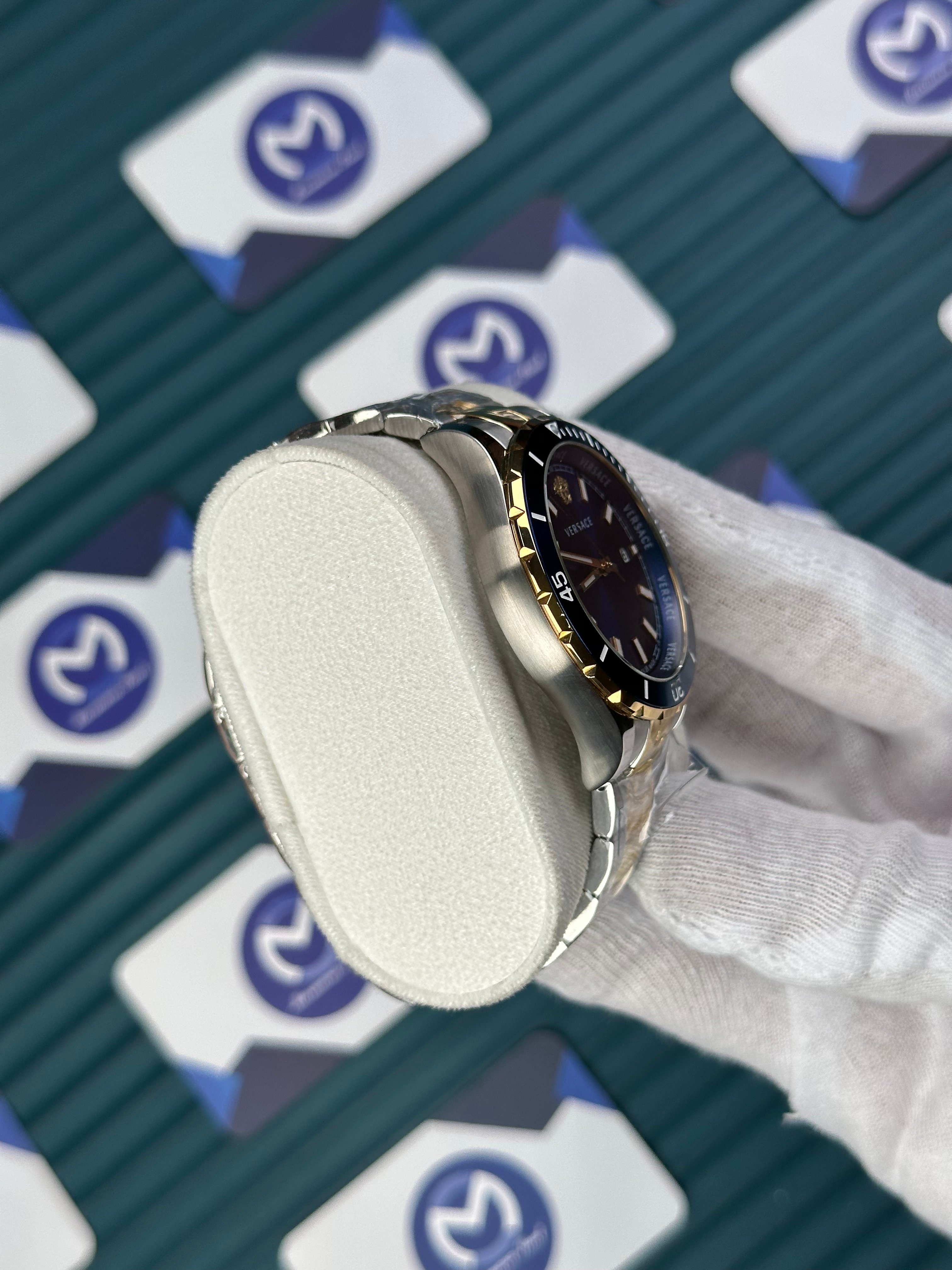 VERSACE BLUE DIAL AND BEZEL GOLD SILVER 
