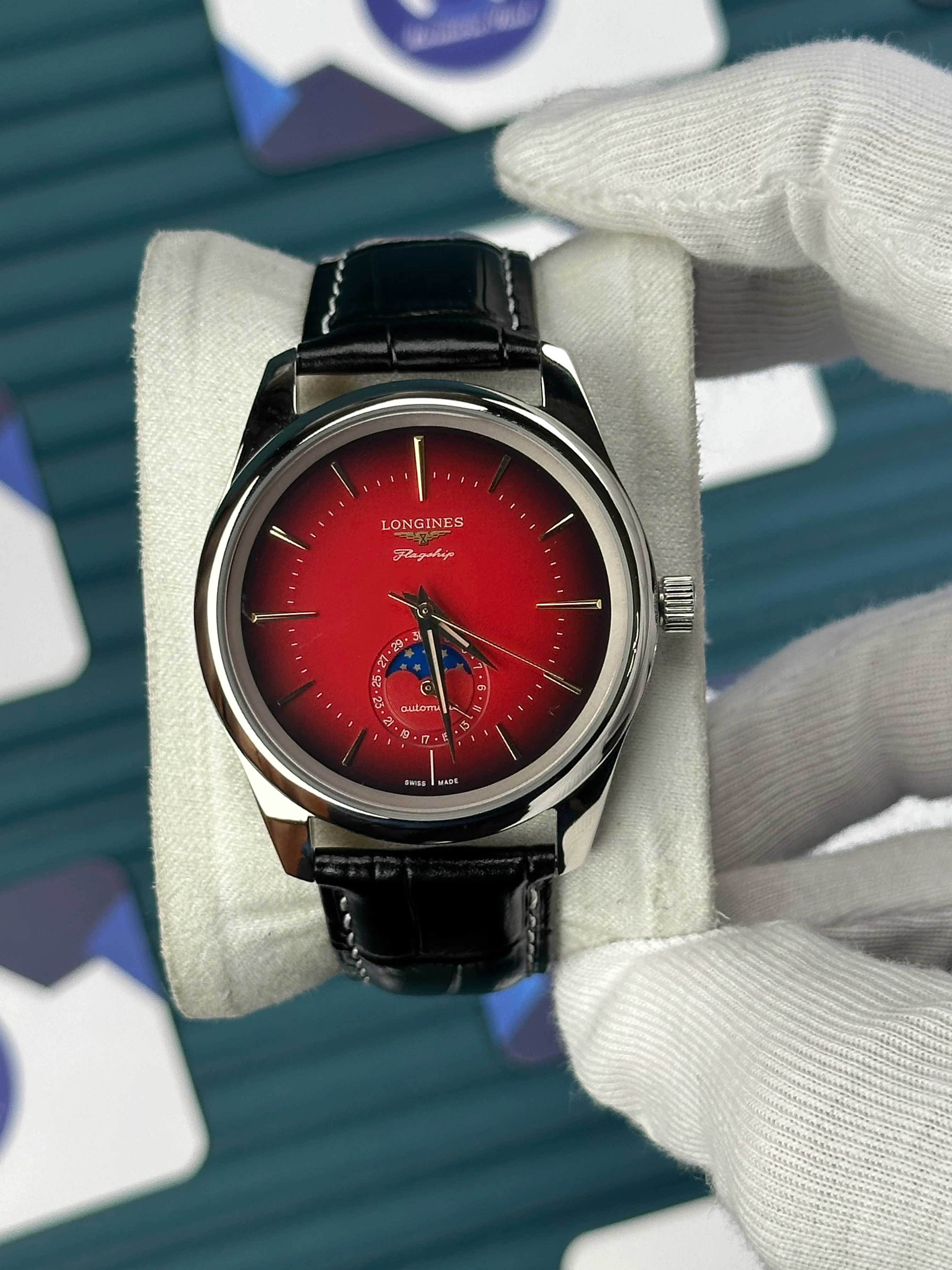 LONGINES FLAGSHIP HERITAGE MOONPHASE CHERRY 