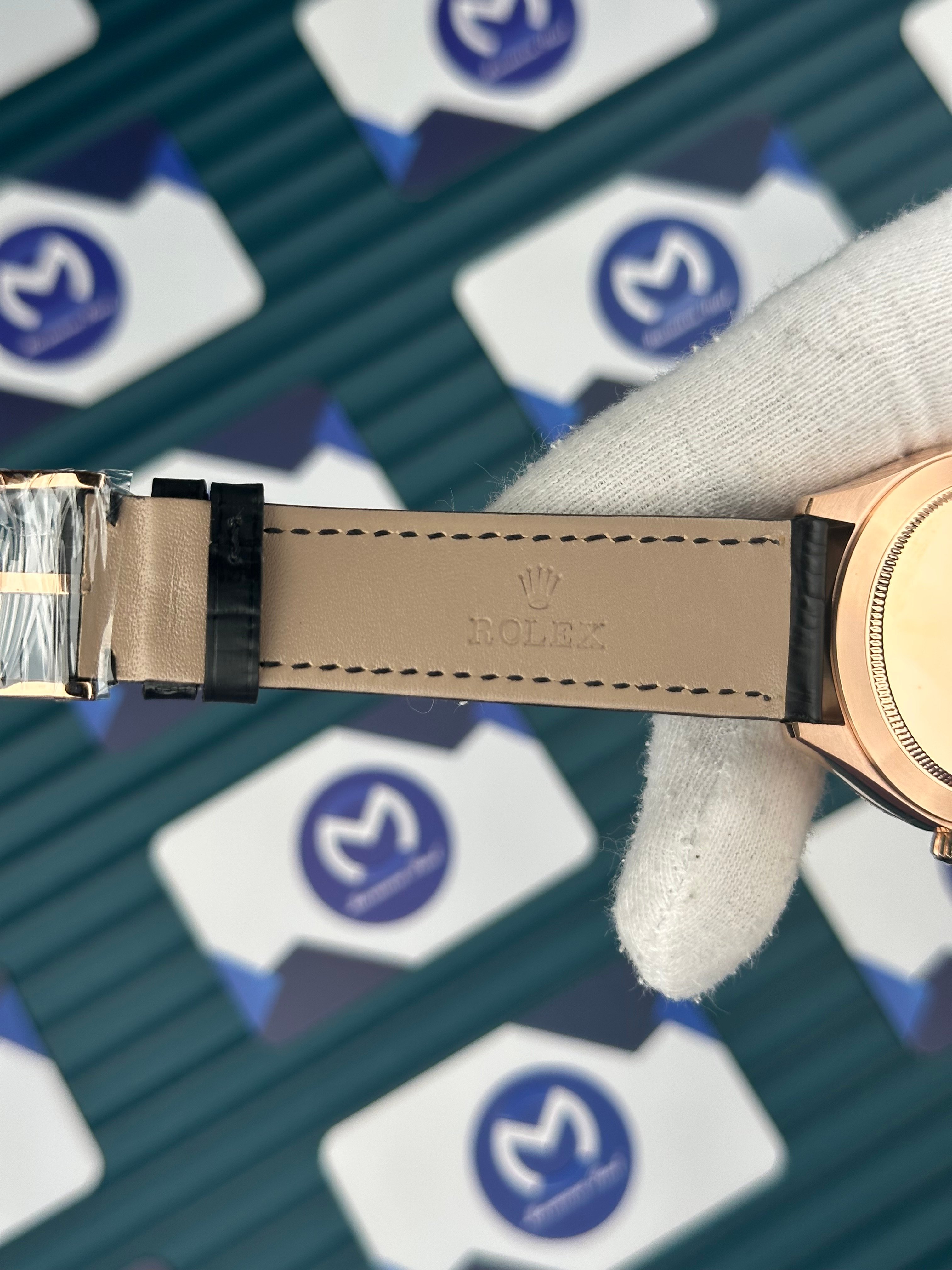 Rolex Cellini Rose Kasa Siyah Deri Kordon