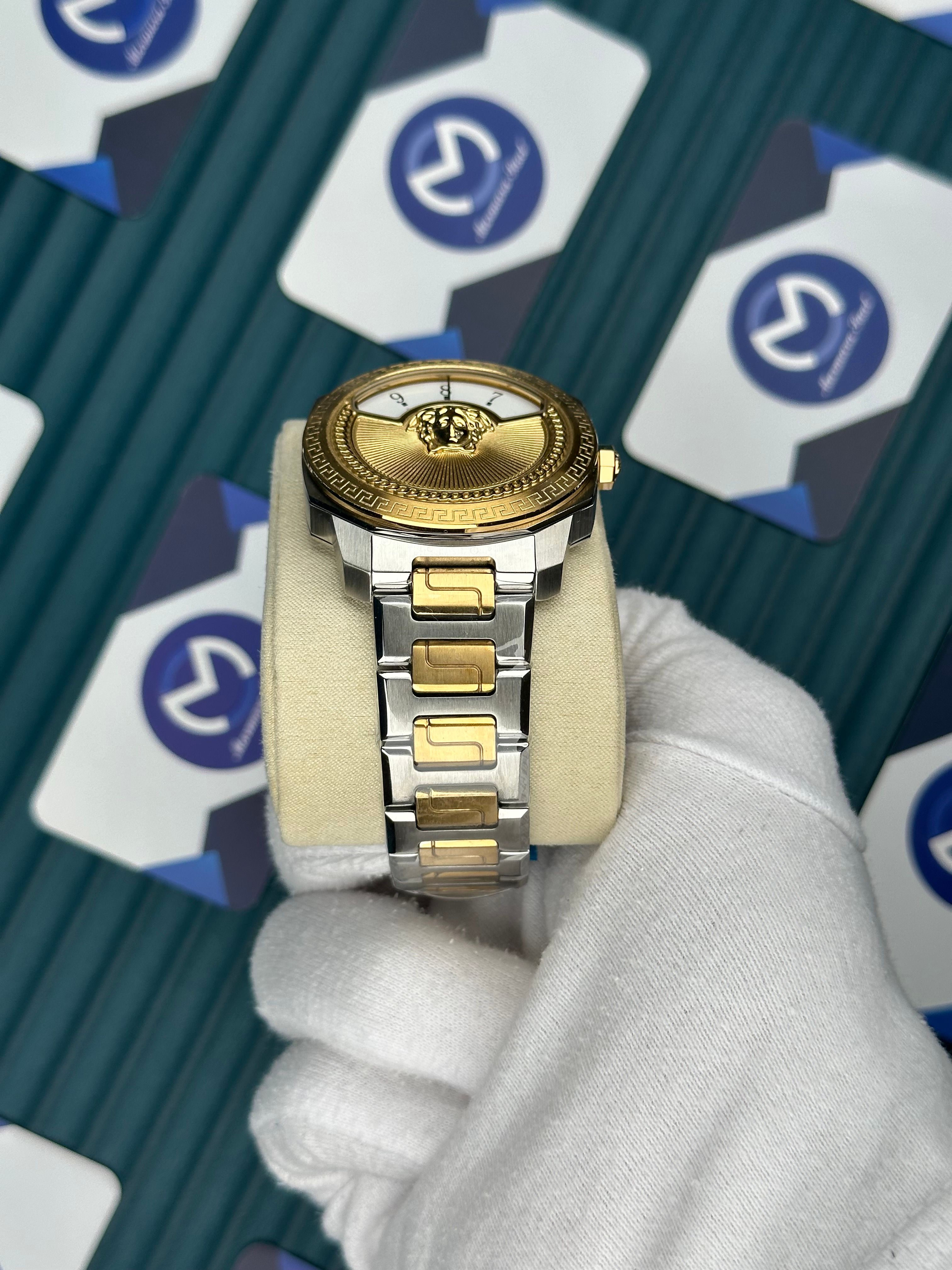 Versace Gold-Silver Yeni Nesil 3D Logolu Beyaz Kadran