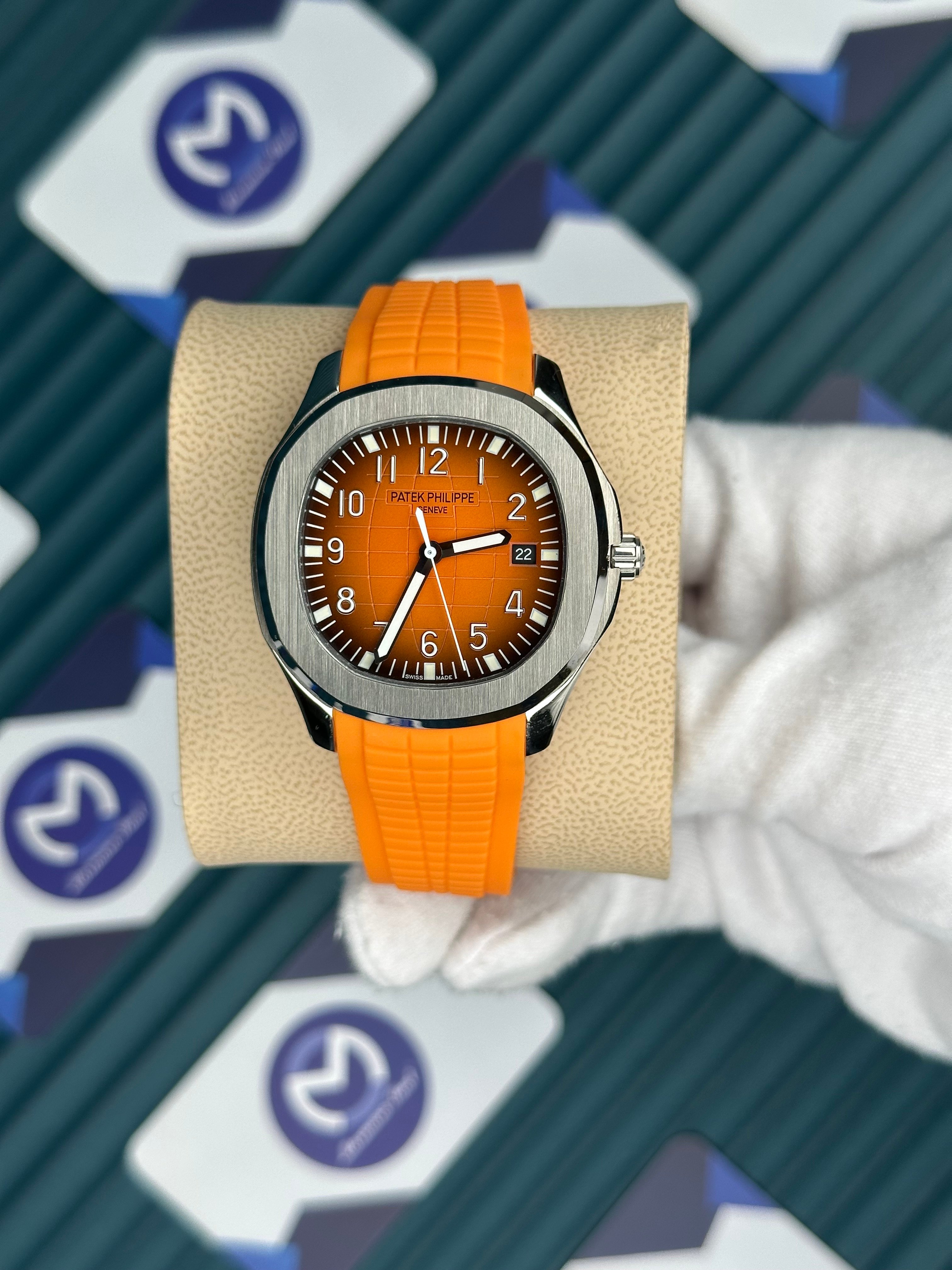 Patek Philippe Aquanaut Turuncu Kauçuk Kordon Gümüş Kasa