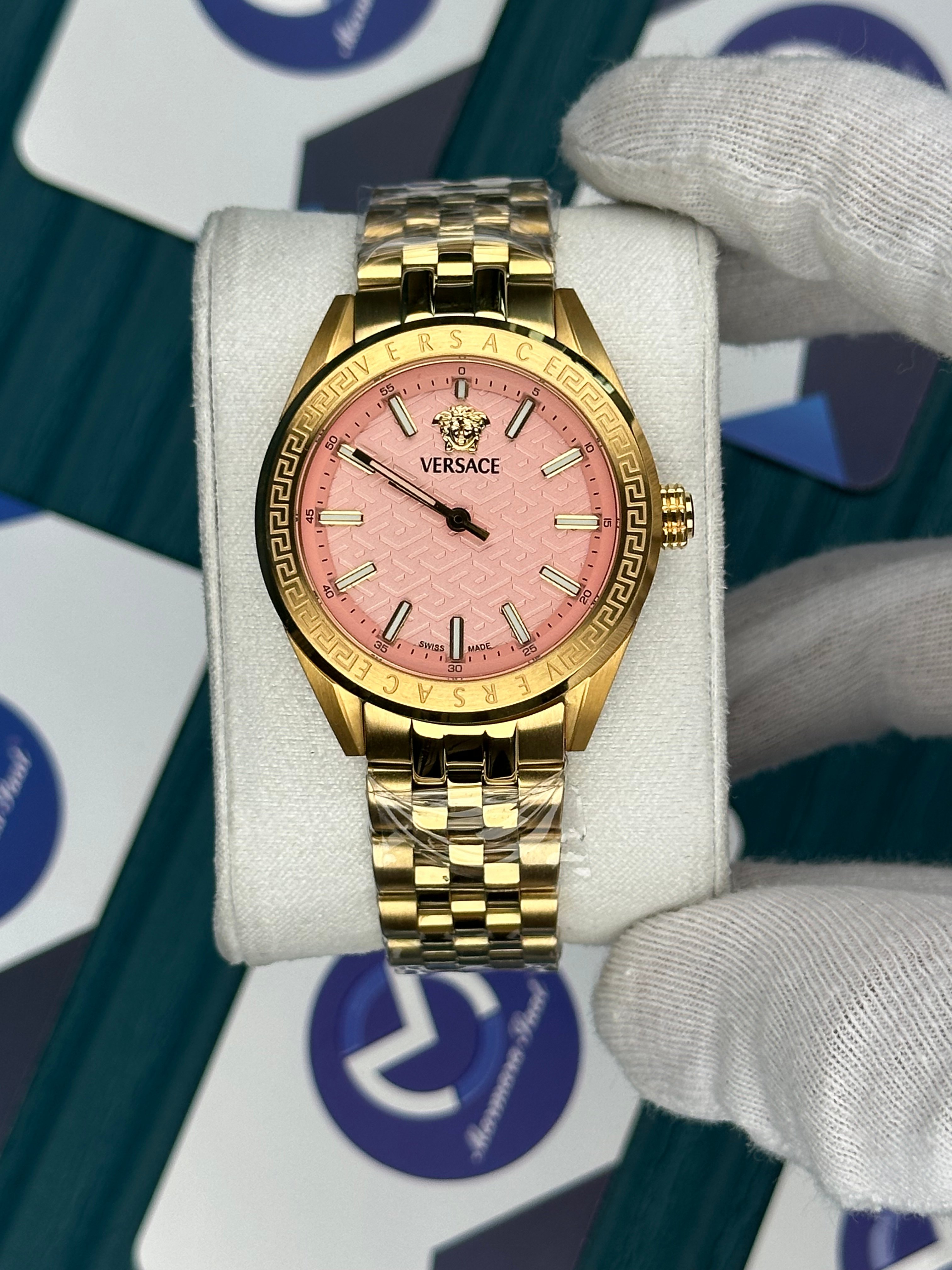 VERSACE 36 PINK DIAL GOLD JUBILE