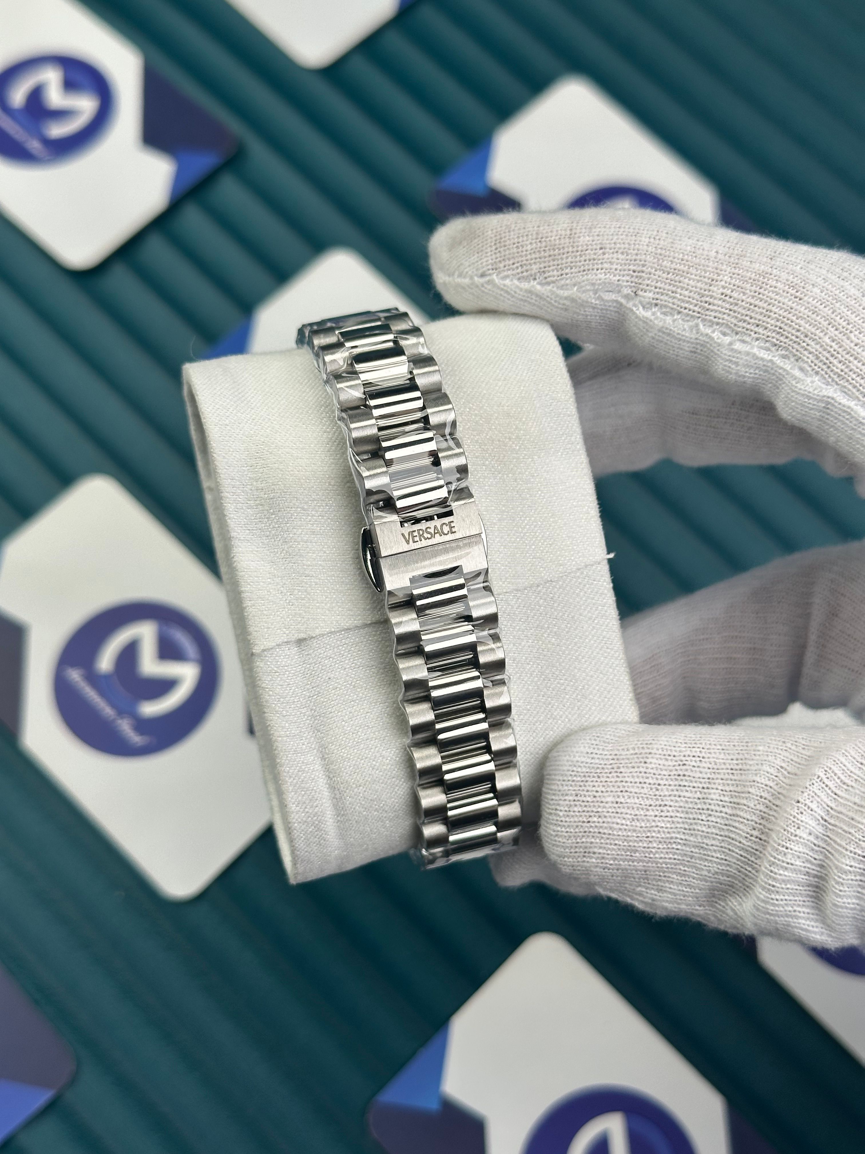 VERSACE 32 MM ICE BLUE MILLENYIUM GENT SILVER