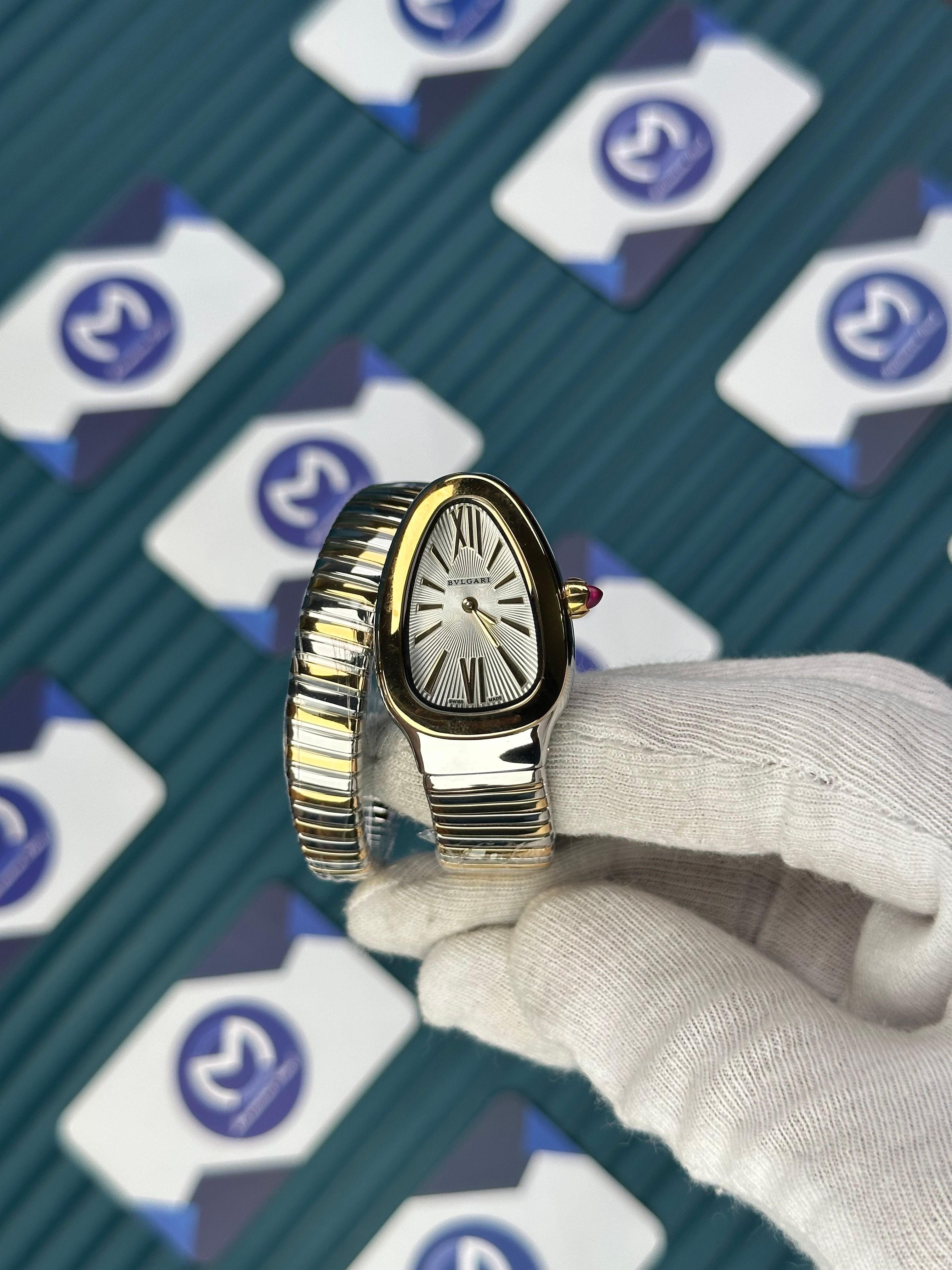 BVLGARI SERPENTI WHITE DIAL GOLD-SILVER SHORT TUBOGAS