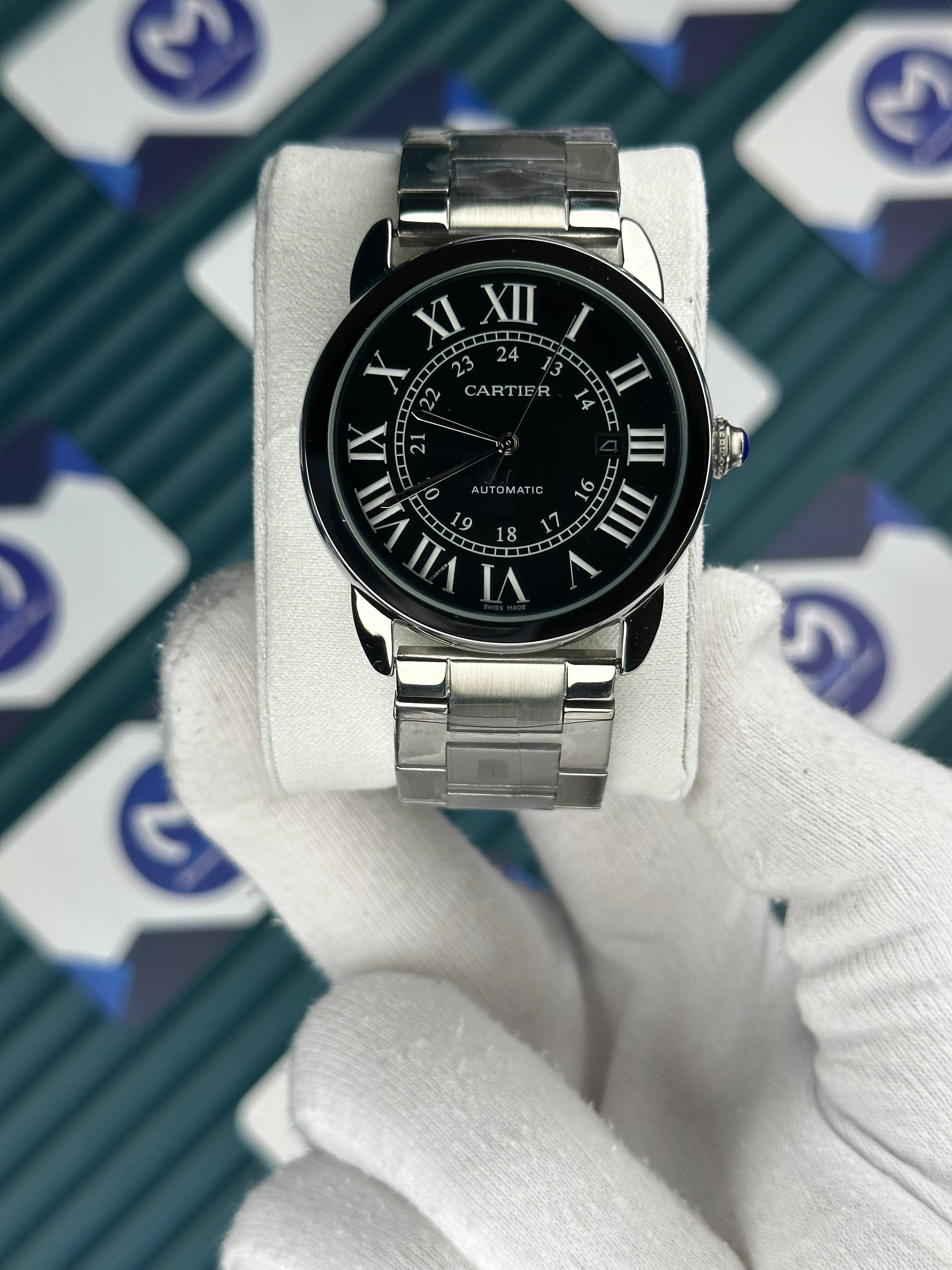 Cartier Ballon Siyah Kadran Gümüş