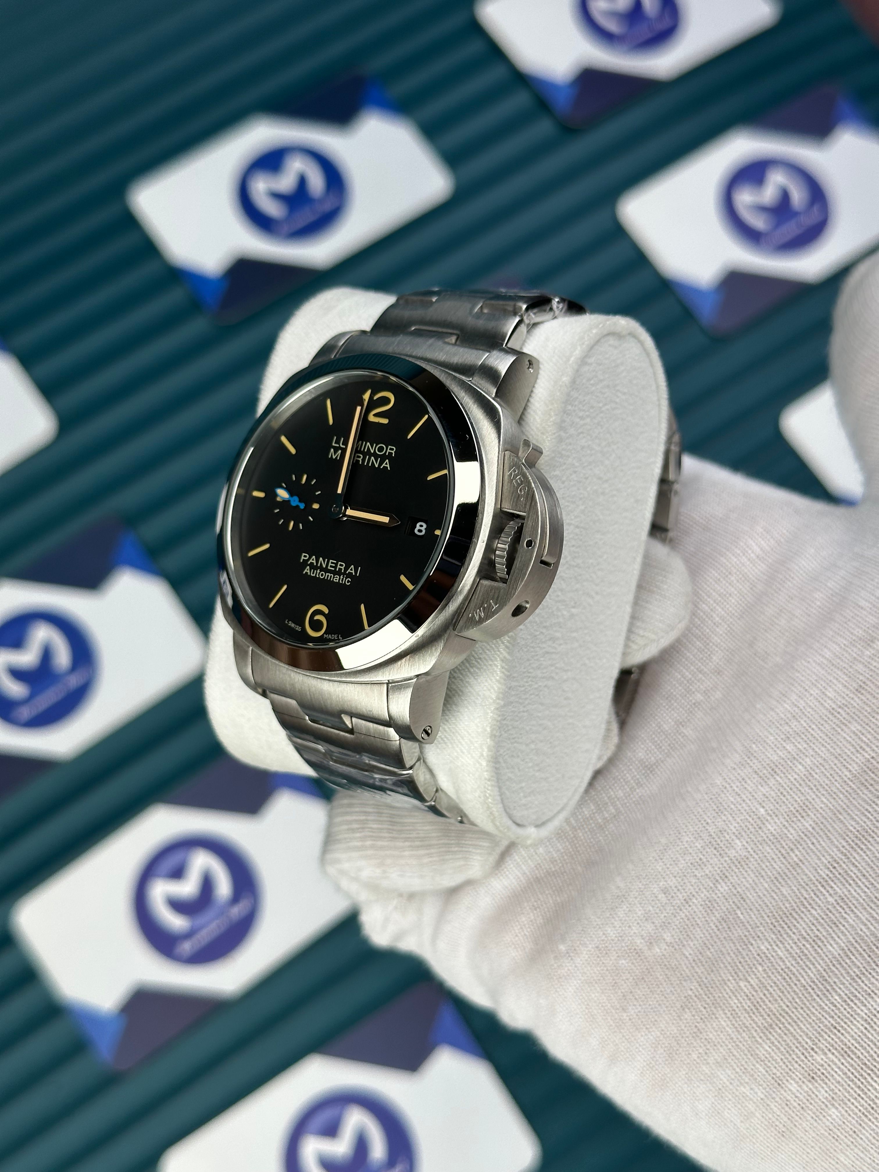 LUMINOR MARINA PANERAI BLACK DIAL SECOND CHRONOGRAPH SILVER CORD