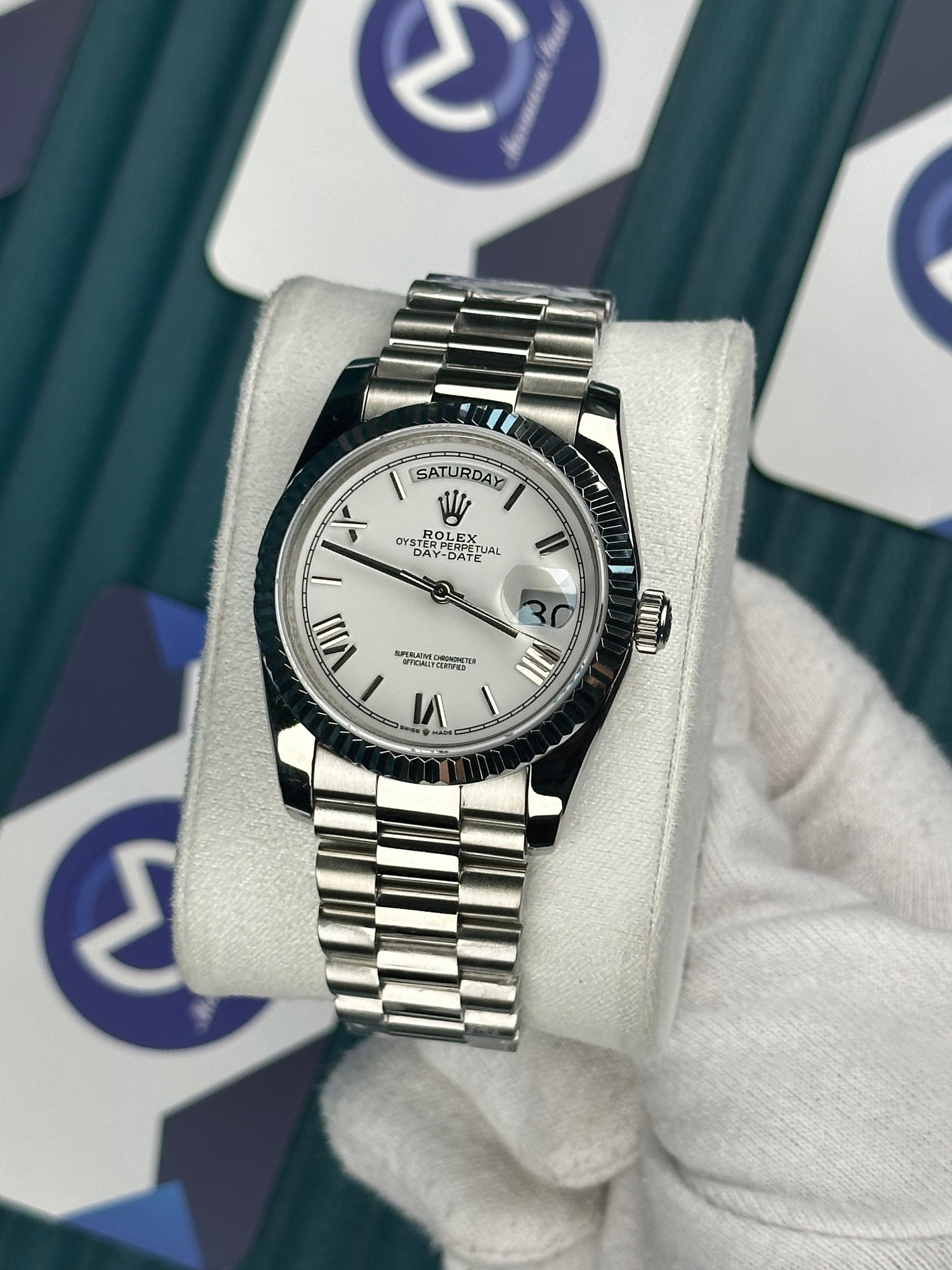 ROLEX 36 DAYDATE WHITE ROMA DIAL SILVER PRESIDENT 