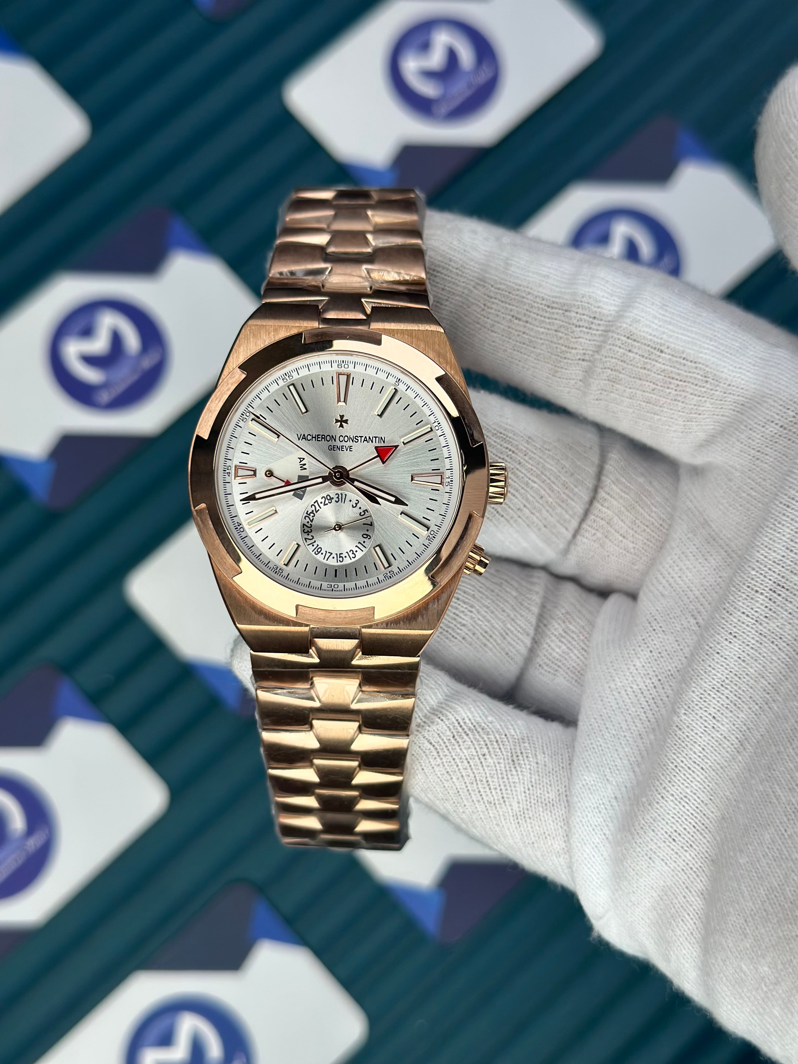 VACHERON CONSTANTIN WHITE OVERSEAS DUAL TIME ROSE
